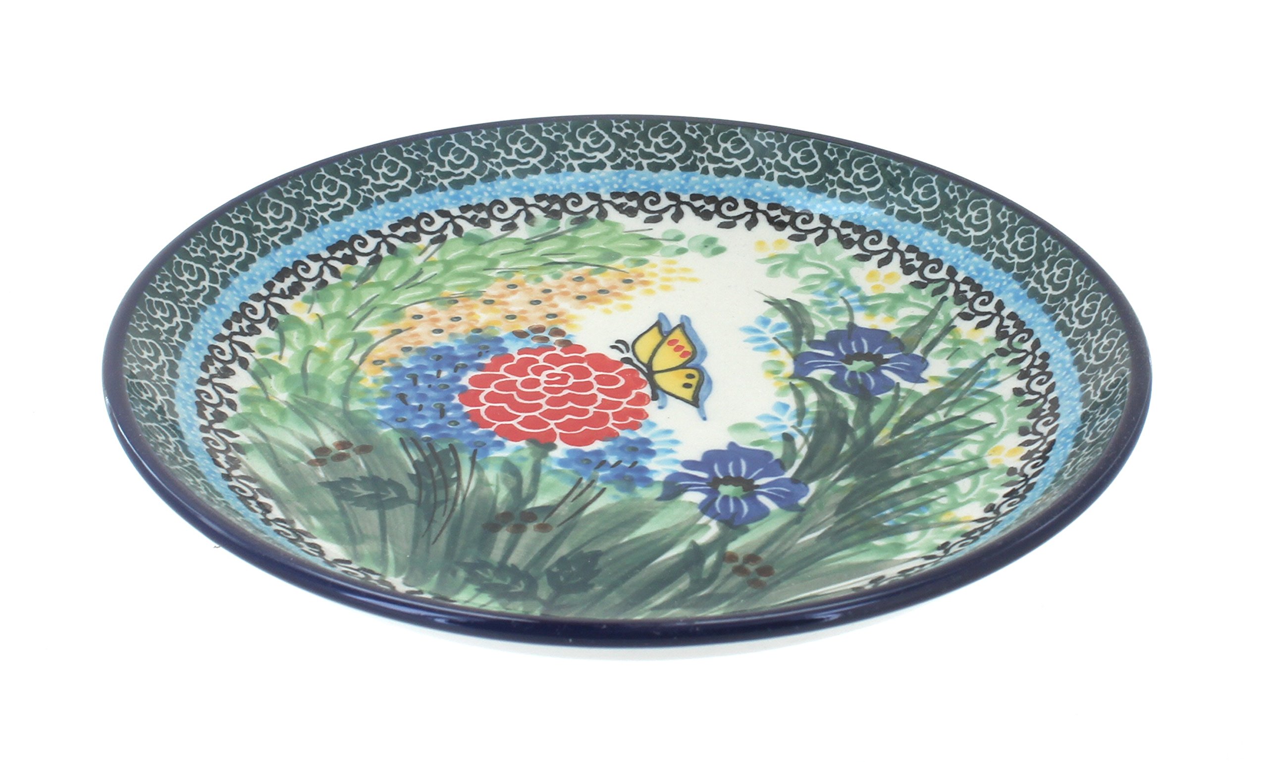 Blue Rose Polish Pottery Teresa Dessert Plate - Handmade Ceramic Plate for Cakes, Cookies & Desserts - Perfect for Afternoon Tea, Bridal Showers & Home Decor