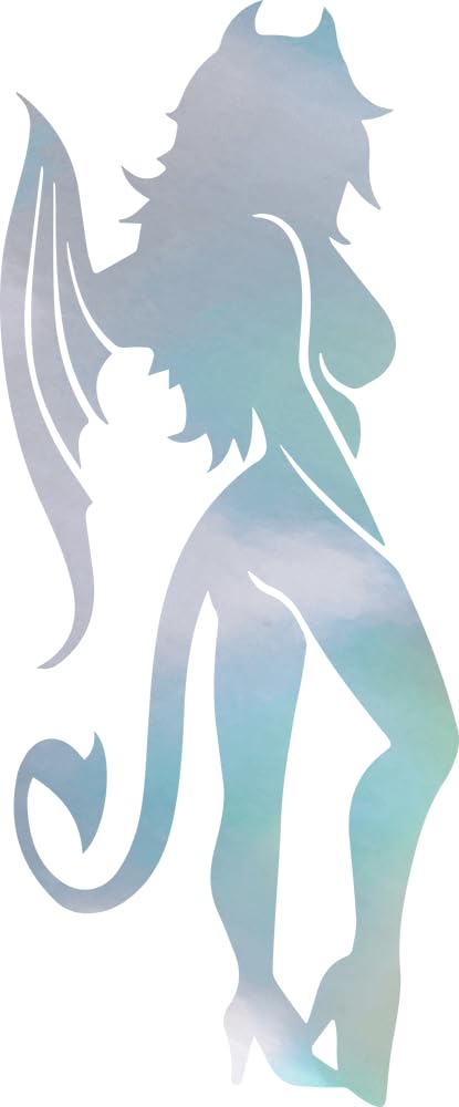 Premium Waterproof Vinyl Decal Stickers - Sexy Devil Girl Holographic Design (Set of 2) for Laptop, Phone, Helmet, Car Window, Mug & Wall Decor - Perfect for Personalizing Devices, Vehicles & Home Accessories