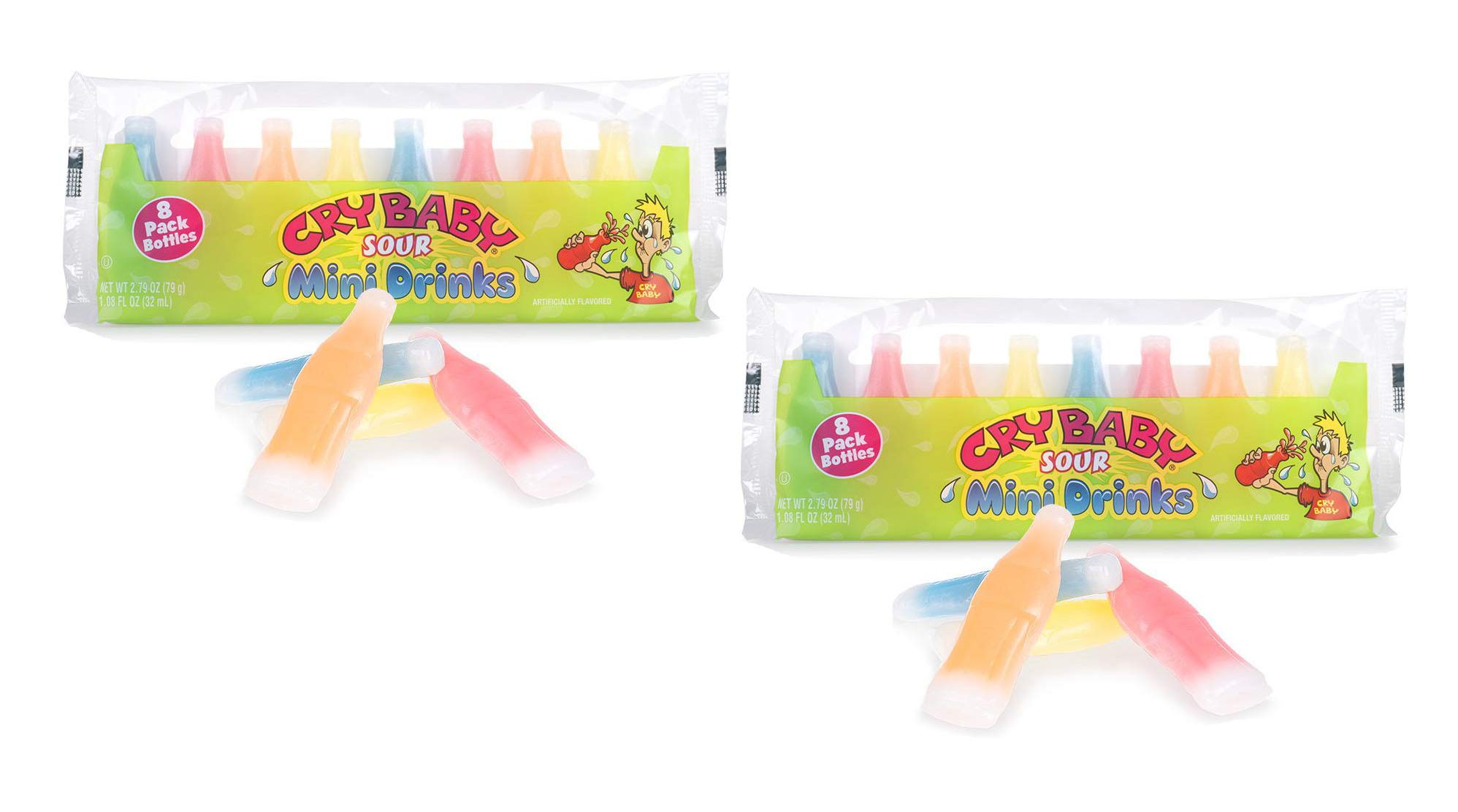 Sour Mini Wax Drinks - Cry Baby Candy (16 Bottles) | Fun Sour Treats for Kids, Parties & Halloween
