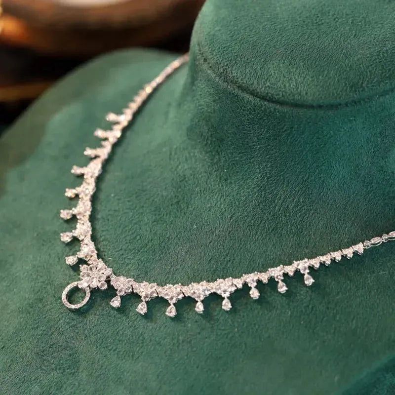 18K White Gold 5.0ct Real Diamond Luxury Necklace for Women - Premium Jewelry Gift for High Class Banquet, Party & Special Occasions | Aazuo Au750
