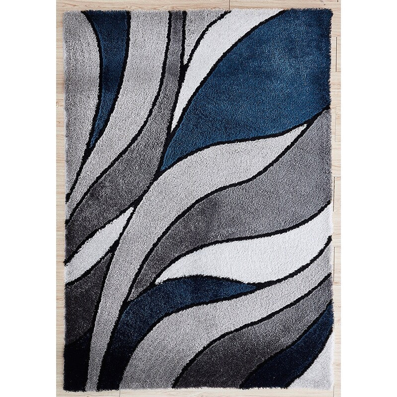 Aria Collection Soft Pile Hand Tufted Shag Area Rug - Blue 5' x 8' - Plush Living Room Rug for Cozy Bedroom & Modern Home Decor