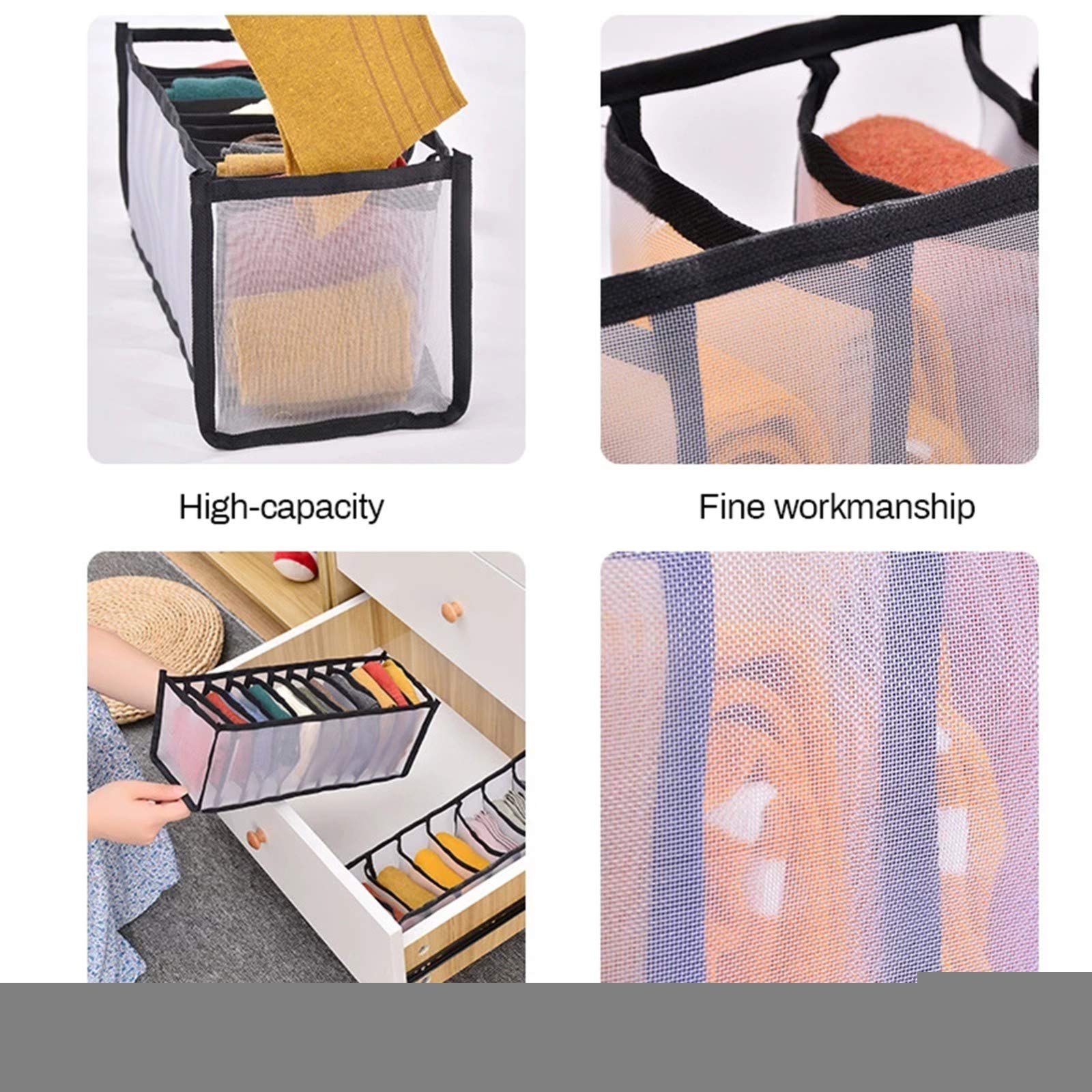 4-Pack Clear Mesh Underwear Organizer Drawers for Dresser - Soft Bra & Sock Storage Bins, Closet Divider for Clothes, Lingerie & Accessories | Perfect for Bedroom, Dorm & Travel Organization