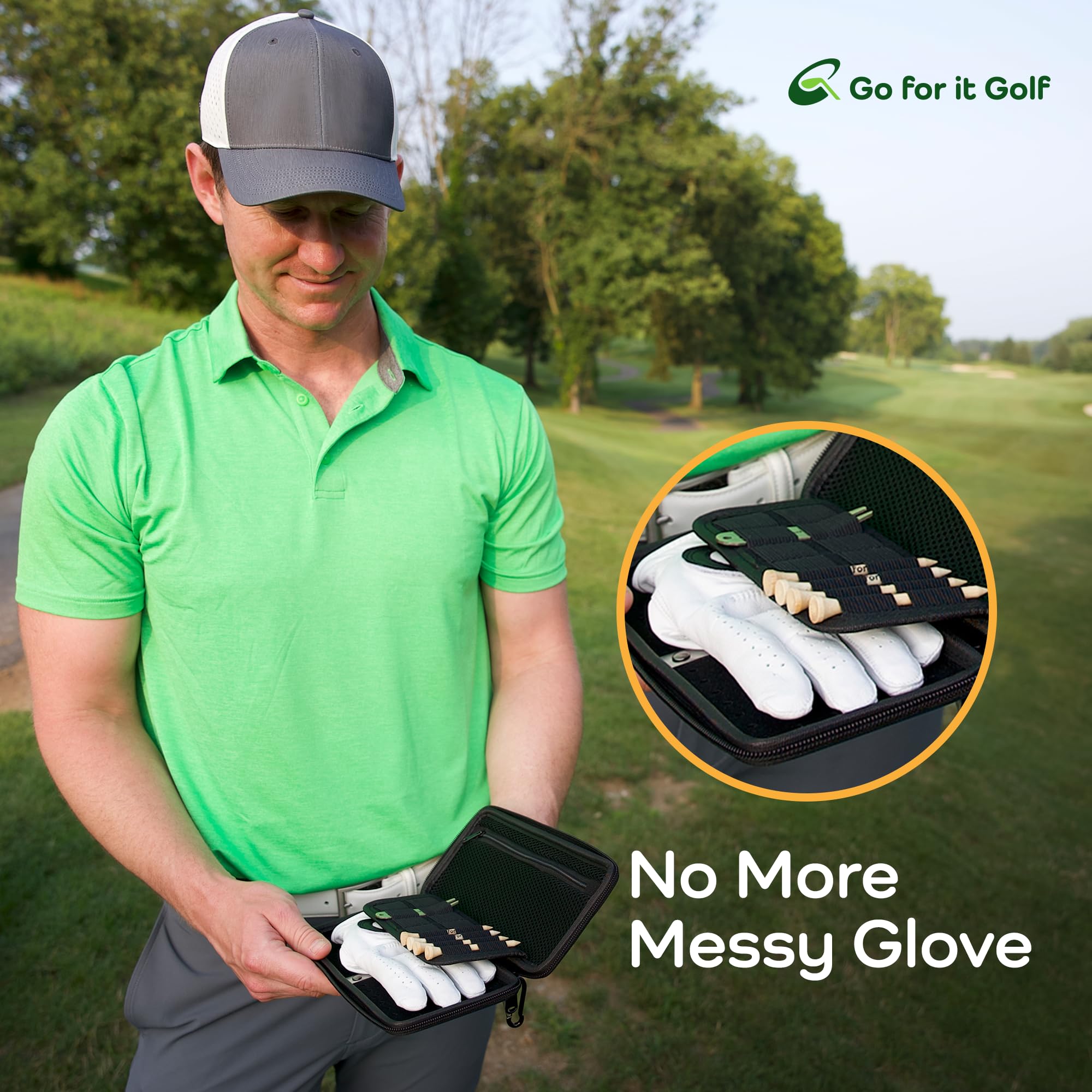Wrinkle-Free Golf Glove Case with Shaper & Magnetic Holder - for Men & Women - Perfect for Golf Accessories Storage