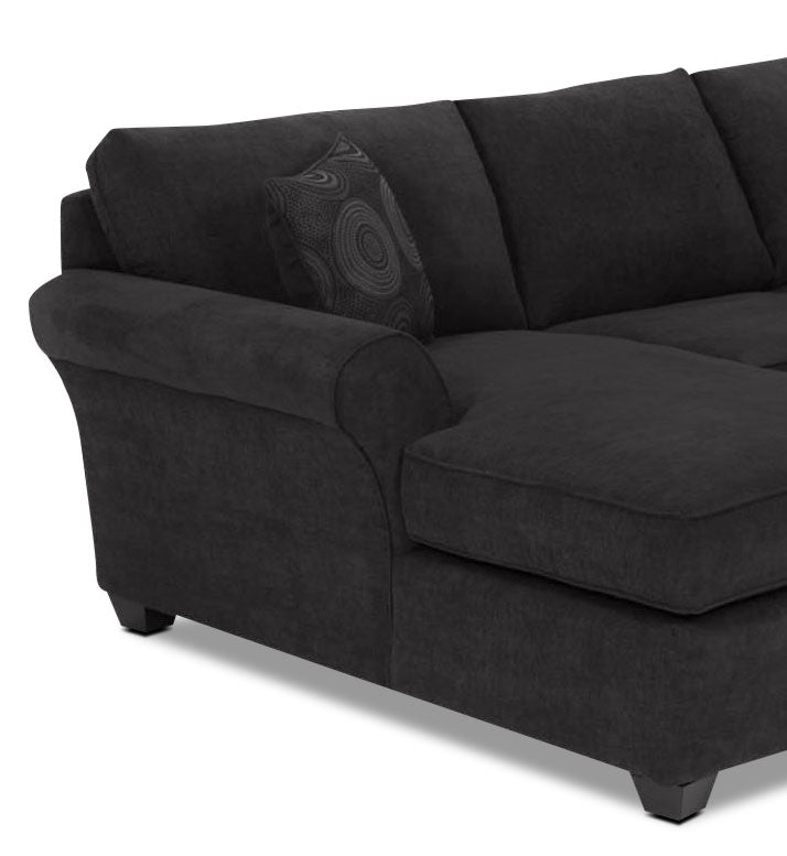 Althea 2-Piece Left Facing Chaise Sectional Sofa in Black - Modern Living Room Furniture for Small Spaces & Apartments