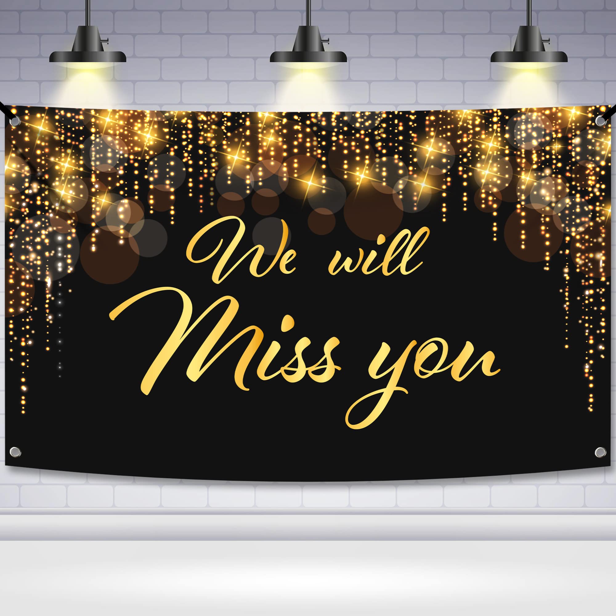 KatchOn Large 72x44 Inch We Will Miss You Banner - Black & Gold Farewell Party Decorations for Graduation, Retirement, Goodbye Events | Perfect for Class of 2023 Celebrations