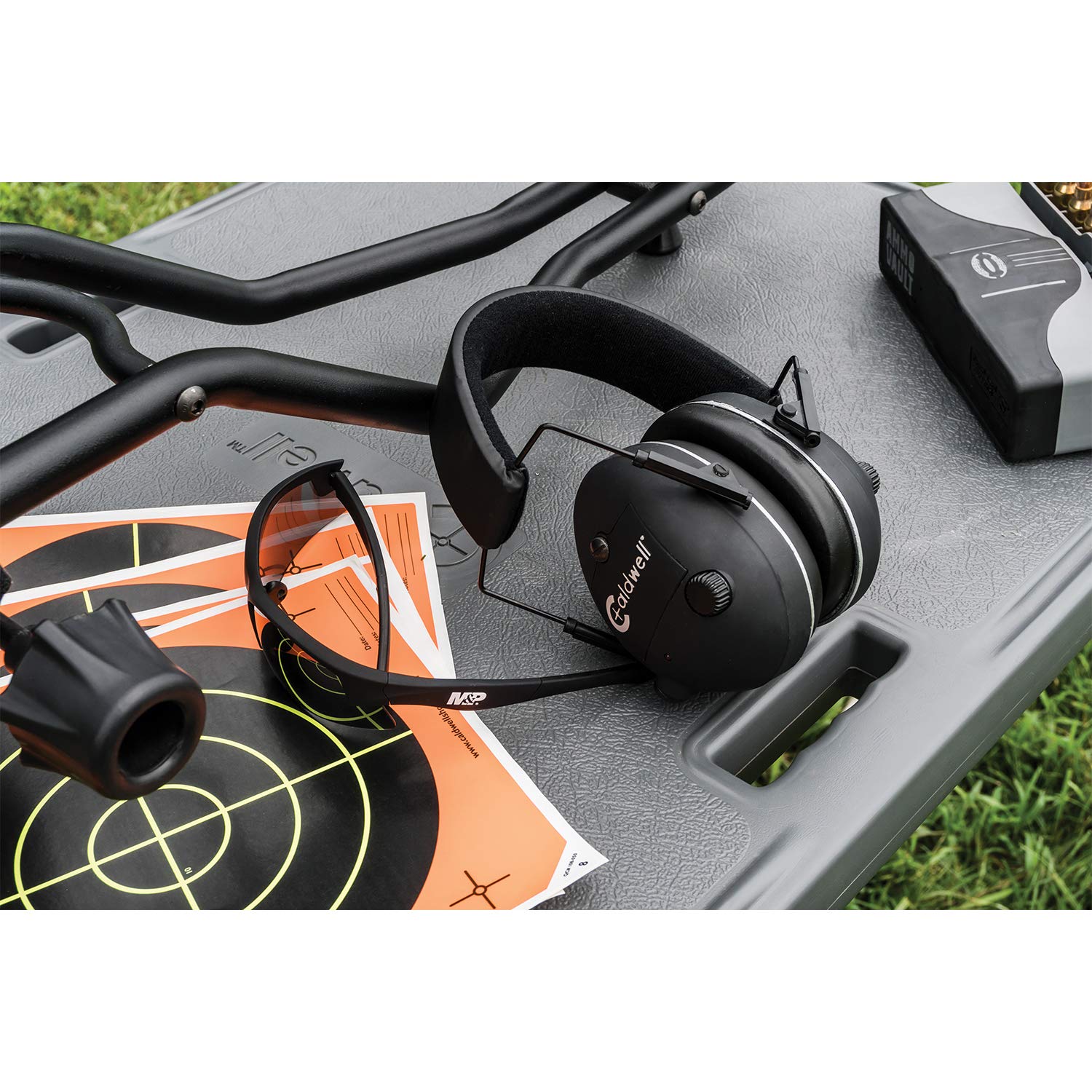 Caldwell Ambidextrous Stable Table with 360° Rotation - Weatherproof Synthetic Top & Seat for Outdoor Shooting, Range Practice & Gun Cleaning | Perfect for Hunting, Tactical Training & Firearm Maintenance