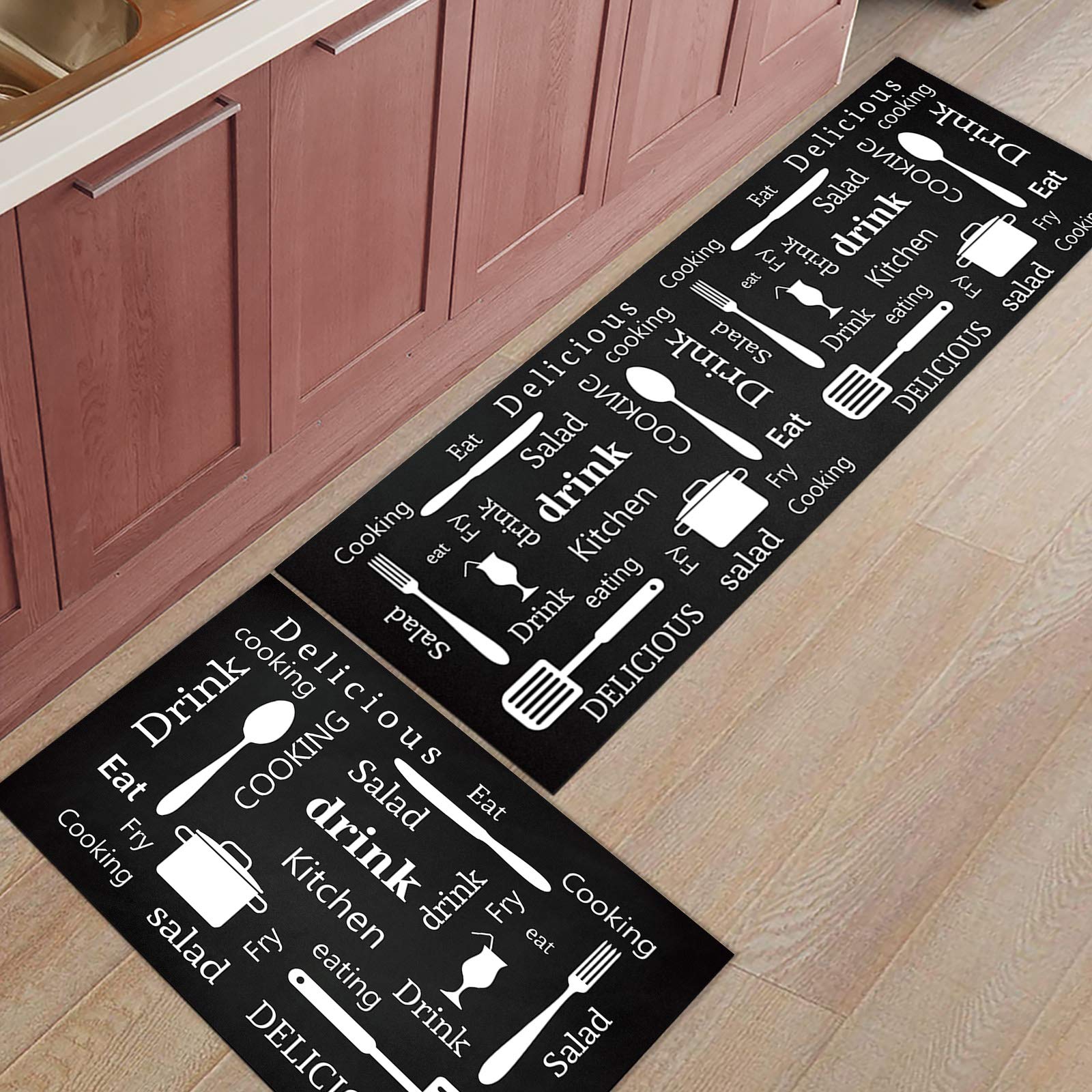 Non-Slip Anti-Fatigue Kitchen Rugs Set - 2 Piece Cushioned Floor Mats for Chef & Home Cooking (15.7