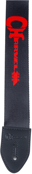 Charvel Guitar Strap - Black with Red Logo - Adjustable & Comfortable for Electric & Acoustic Guitars - Perfect for Live Performances & Studio Sessions
