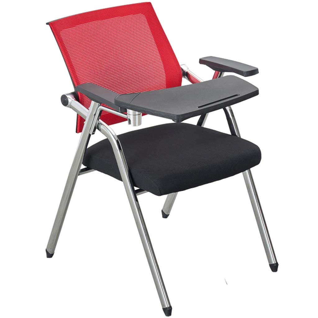 JOYGOOD Folding Conference Chair with Writing Board - Portable One-Piece Student Desk Chair for Training, Meetings & Classrooms (Red, 49x59x87cm) - Perfect for Home Office, School Events & Outdoor Activities