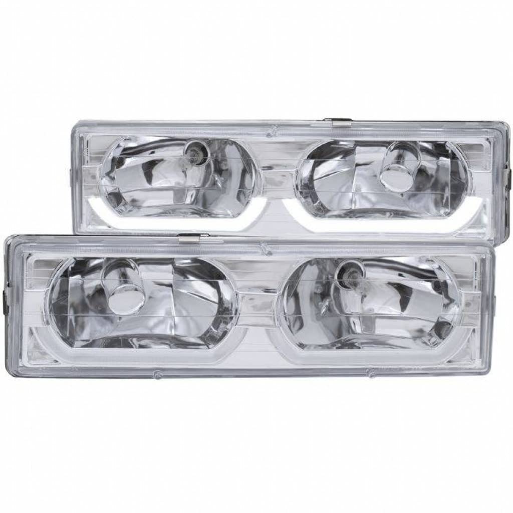 ANZO 111300 Crystal Chrome Headlights for 1992-1999 GMC Yukon with Low-Brow Design | Upgrade Your Truck's Style & Night Visibility | Perfect for Off-Roading, Night Driving & Custom Builds
