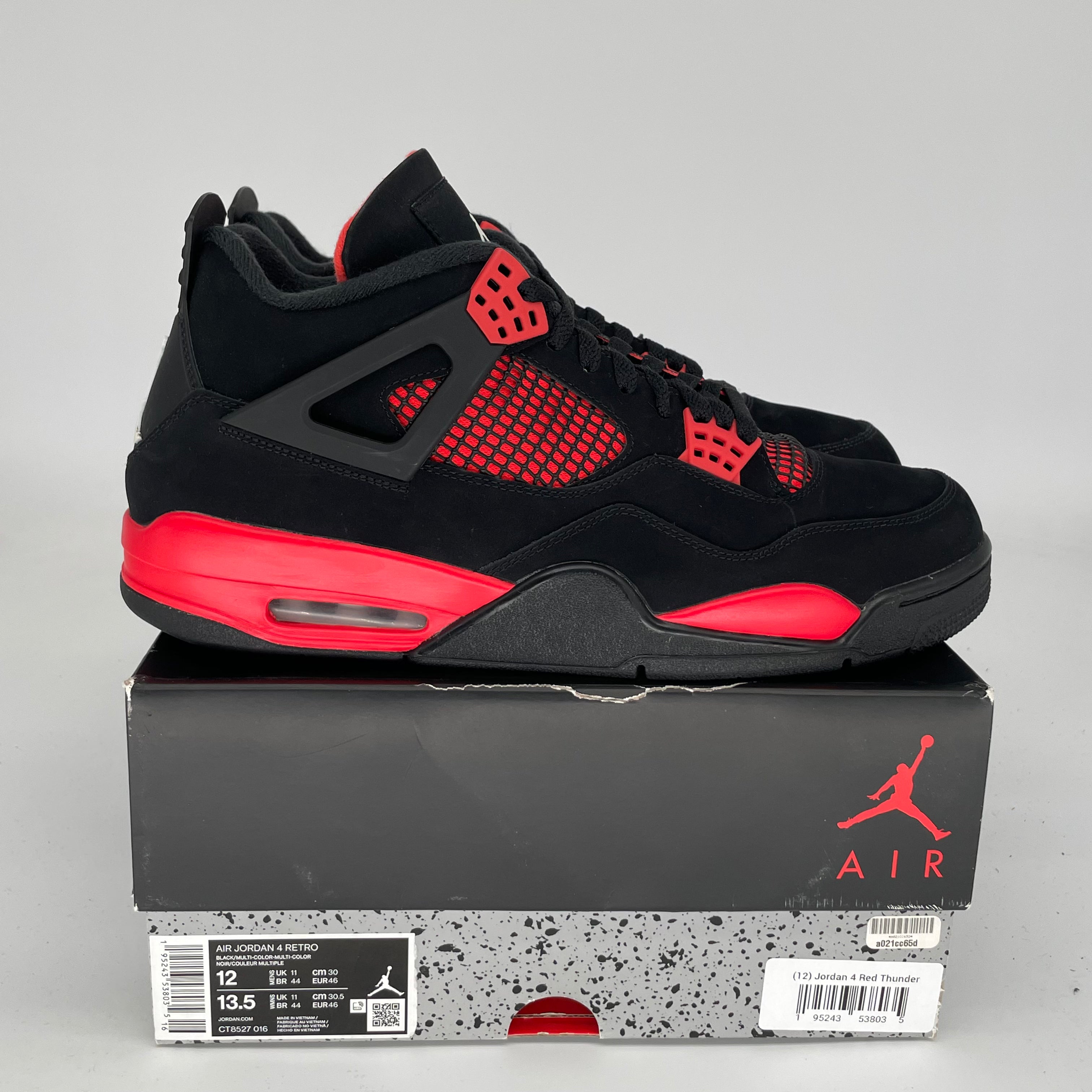 AIR JORDAN 4 RED THUNDER Men's Basketball Shoes Size 12 - CT8527-016 Retro Sneakers for Casual Wear & Street Style