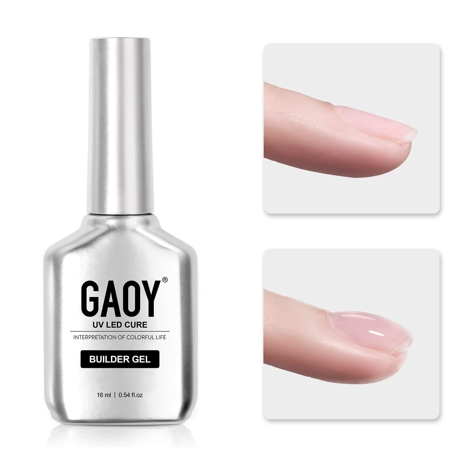 GAOY Clear Builder Gel for Nails - 16ml Nail Strengthener & Extension Hard Gel | Long-Lasting Soak Off UV Gel for Natural & Acrylic Nails | Base & Top Coat Needed | Perfect for Salon & Home Manicures