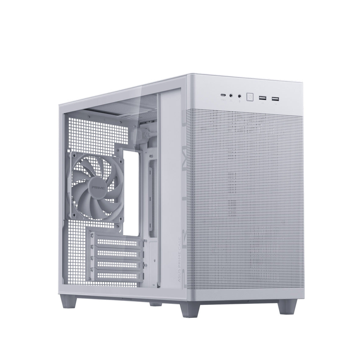 ASUS Prime AP201 White MicroATX PC Case with Tempered Glass - Compact Gaming & Home Office Computer Build