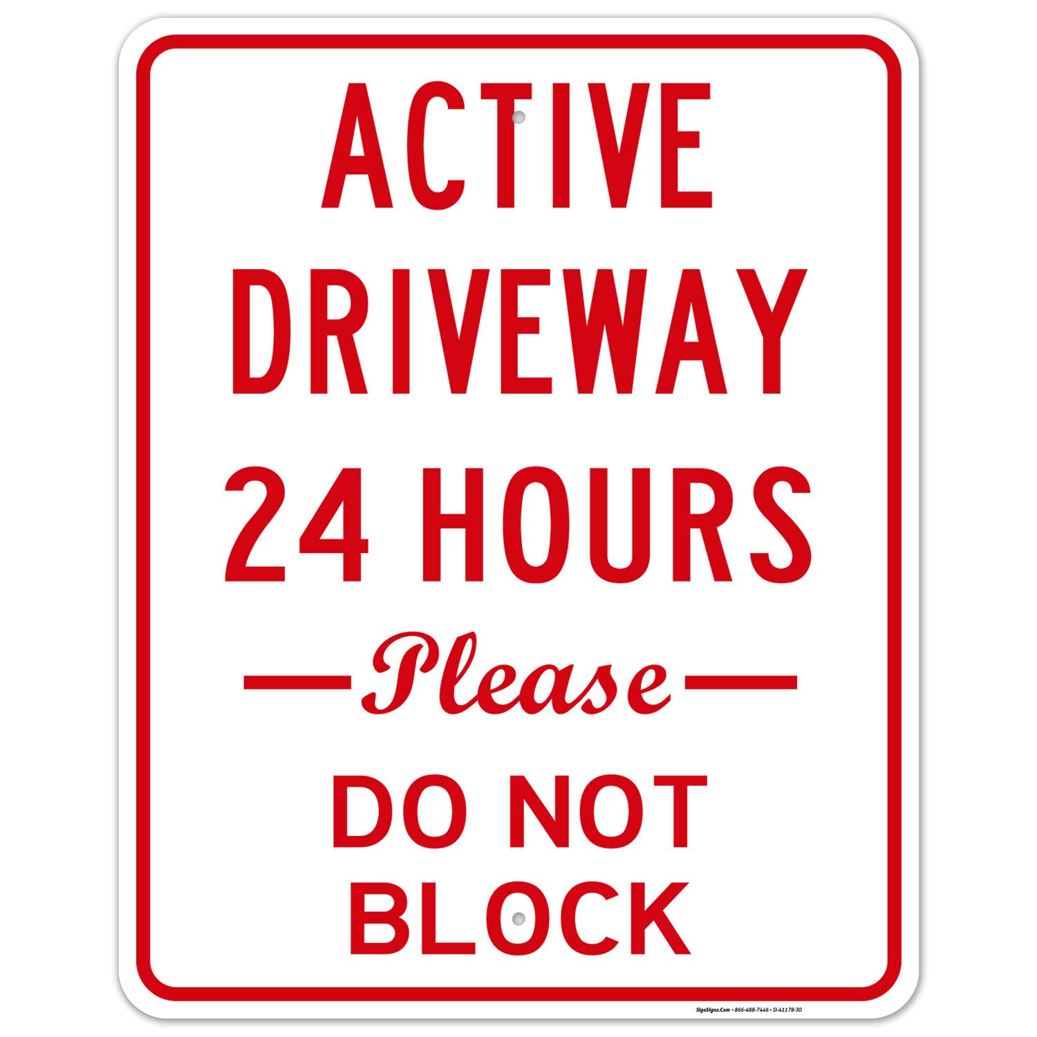 No Parking Sign - 24x30 Inches, Rust-Free .063 Aluminum, Fade Resistant for Driveway & Private Property - Easy Mounting, Indoor/Outdoor Use - Made in USA - Perfect for Residential Driveways, Commercial Entrances & Restricted Areas