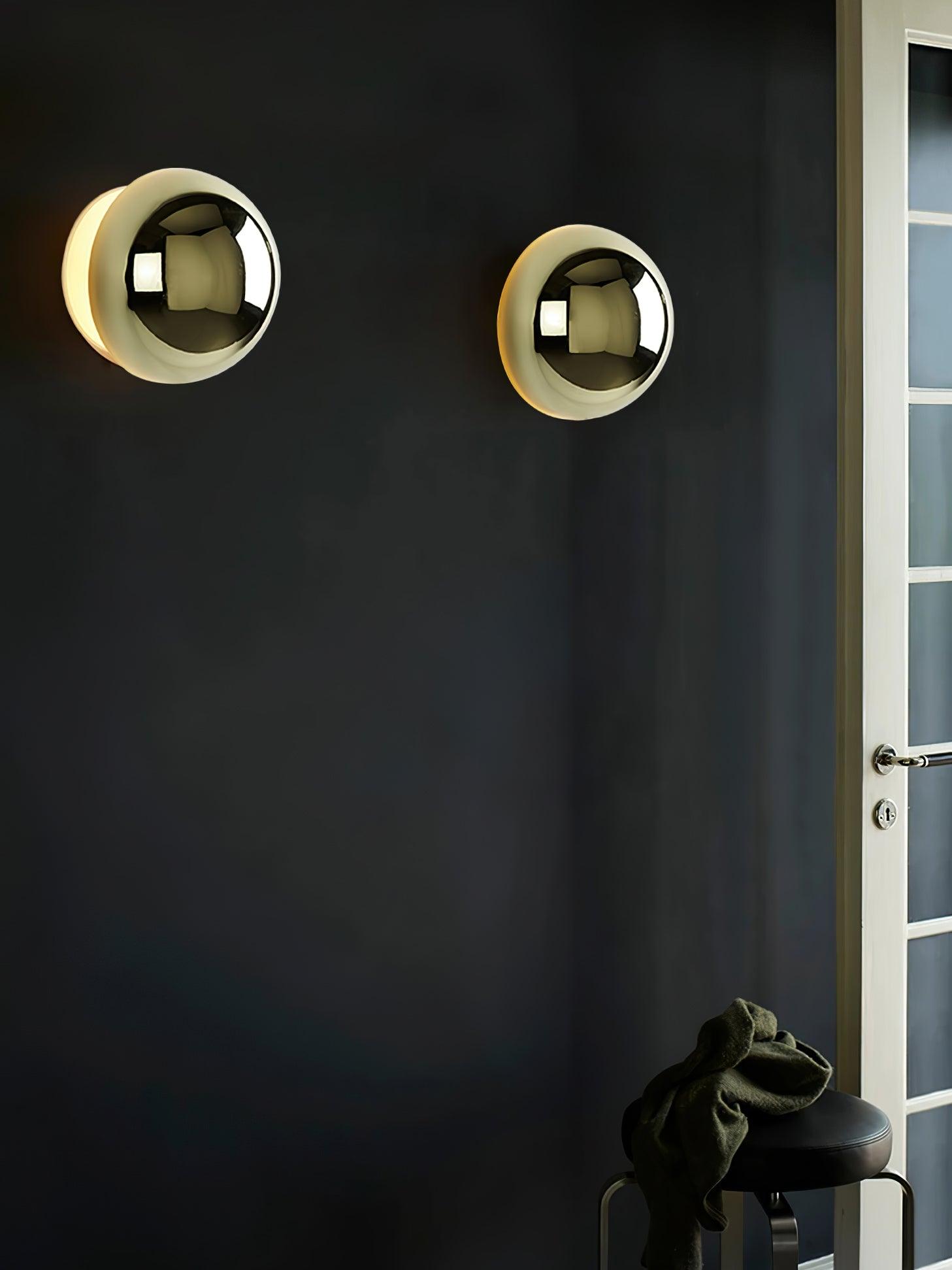Elegant Aurum Sphere Wall Sconce - Modern Gold LED Light Fixture for Living Room, Bedroom, or Hallway Decor
