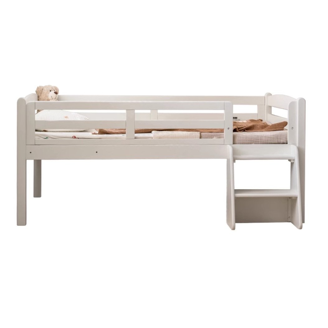 Solid Oak Wood Single Bed with Guardrail - Sturdy & Safe for Kids, Teens & Adults - Perfect for Bedrooms, Dorm Rooms & Guest Rooms