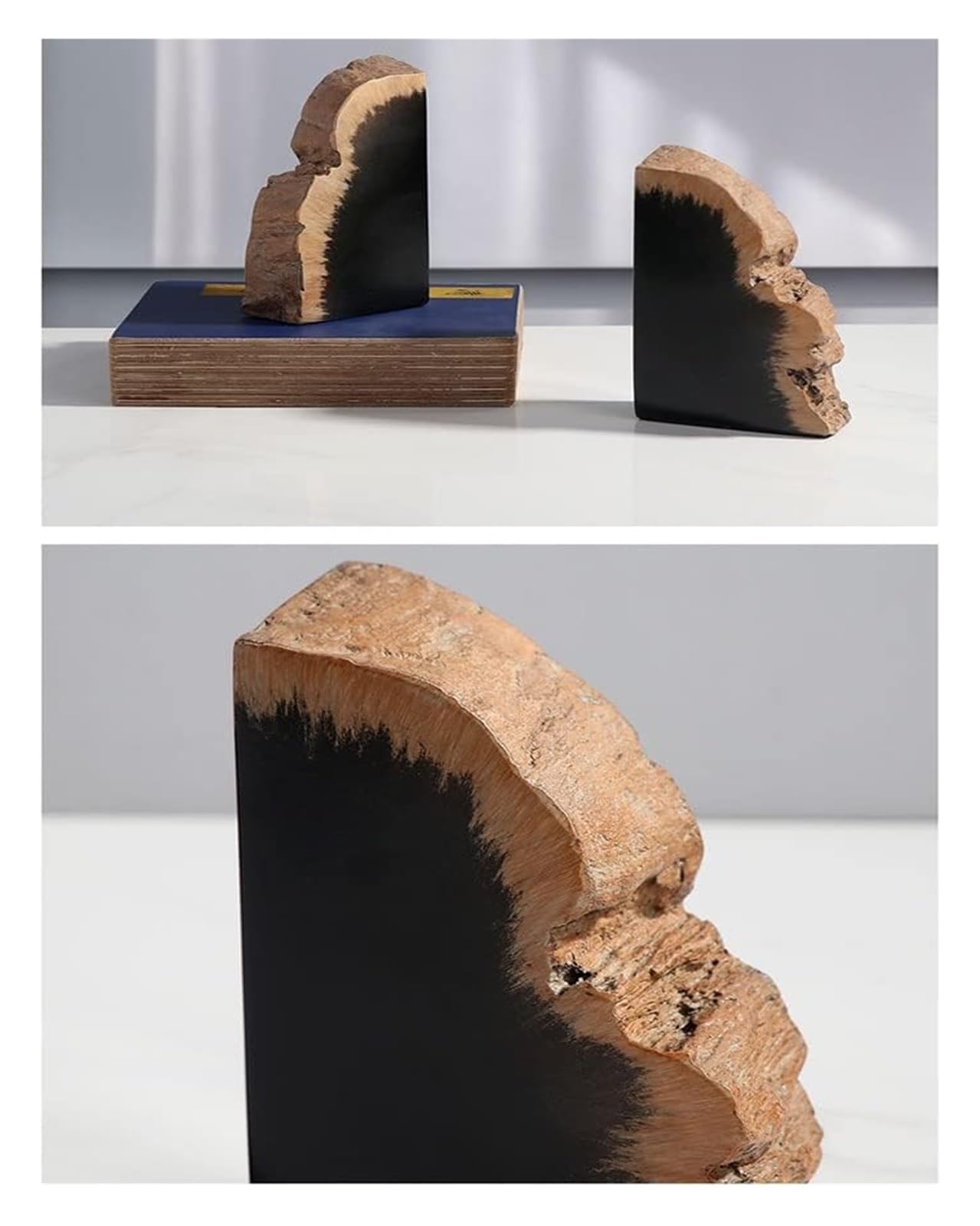 Simple Wooden Bookends for Shelves - Decorative Book Ends for Study, Office & Home - Perfect for Organizing Books on Desks and Bookshelves