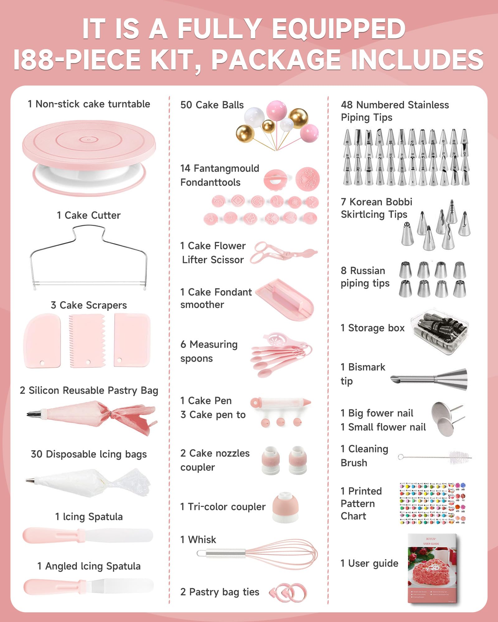 **227PCS Cake Decorating Kit with Cupcake Toppers, Rotating Turntable & Tools - Complete Baking Set for Beginners & Cake Lovers - Perfect for Birthday, Wedding & DIY Cake Decorating**