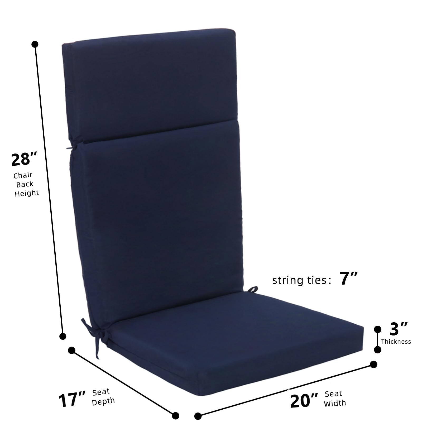 Premium High-Density Foam Cushions for Adirondack Chairs - Comfortable High-Back Outdoor Rocking Chair Cushion Set - Perfect for Patio, Deck, Garden & Poolside Relaxation