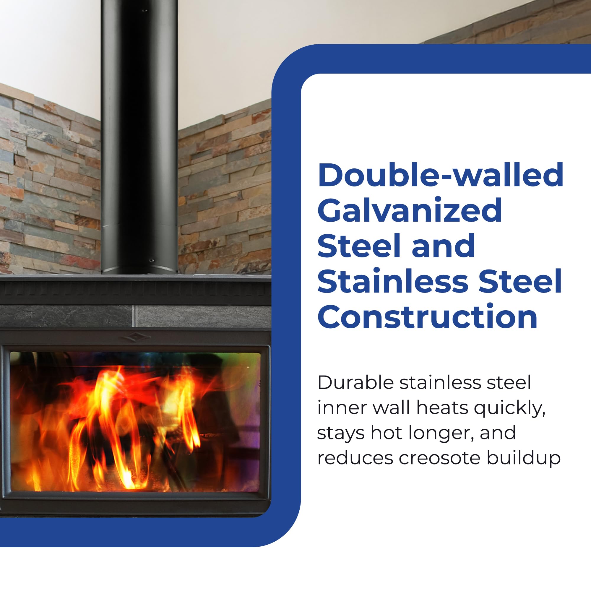 DuraVent Simpson Telescoping Double Wall Stove Pipe Connector - Black Close Clearance Vent for Wood Stove, Fireplace & Heating Systems | Home Improvement & Commercial/Residential Use