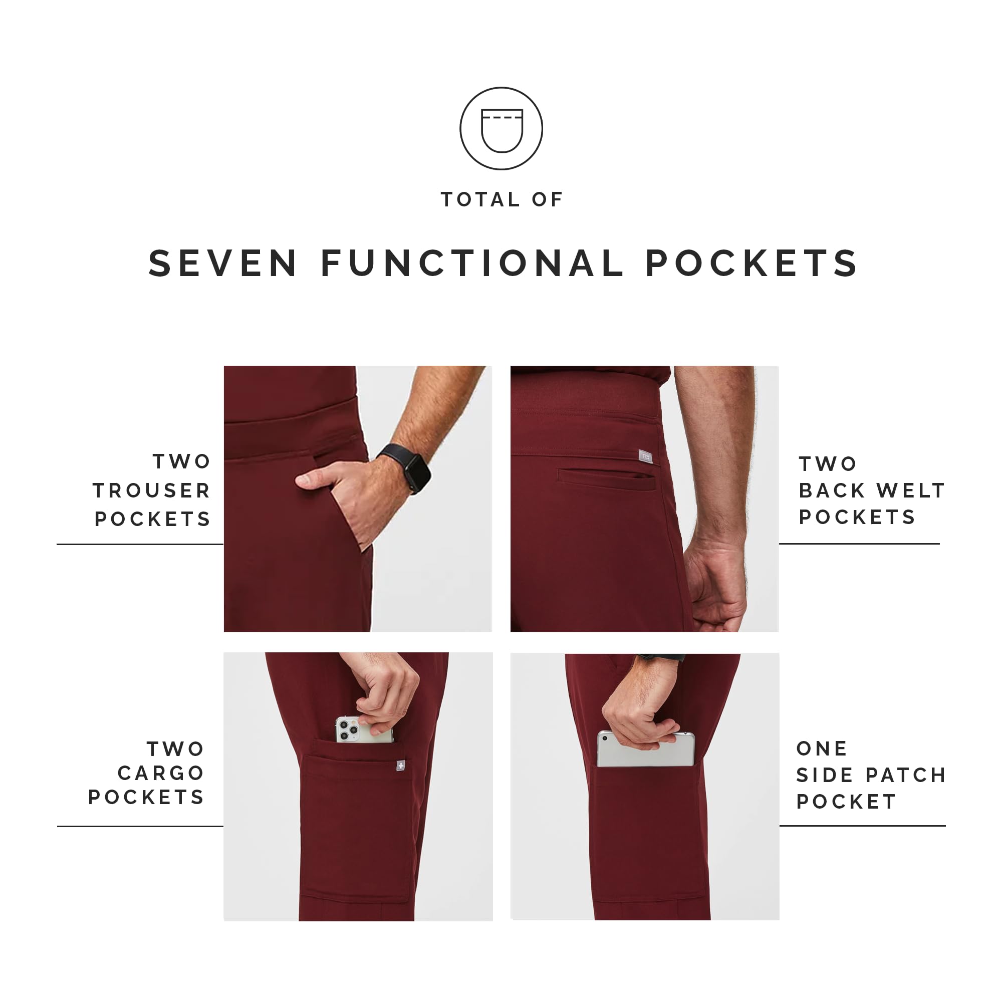 FIGS Axim Cargo Scrub Pants for Men - Classic Fit, Straight Leg, 7 Functional Pockets, 4-Way Stretch Fabric, Anti-Wrinkle Medical Scrubs | Comfortable Workwear for Doctors, Nurses & Healthcare Professionals