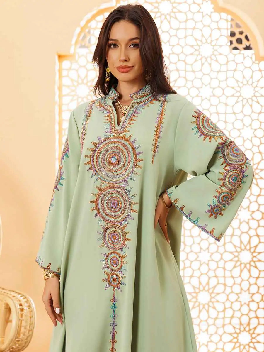 Elegant Embroidery Eid Jalabiya Caftan Kaftan Dress for Women - Perfect for Eid Celebrations, Weddings & Special Occasions