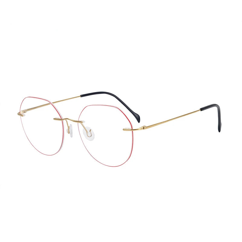 Brightzone Unisex Rimless Flat Top Round Titanium Eyeglasses 71408 - Lightweight & Durable Titanium Frame Glasses for Men & Women - Perfect for Reading, Work & Everyday Use