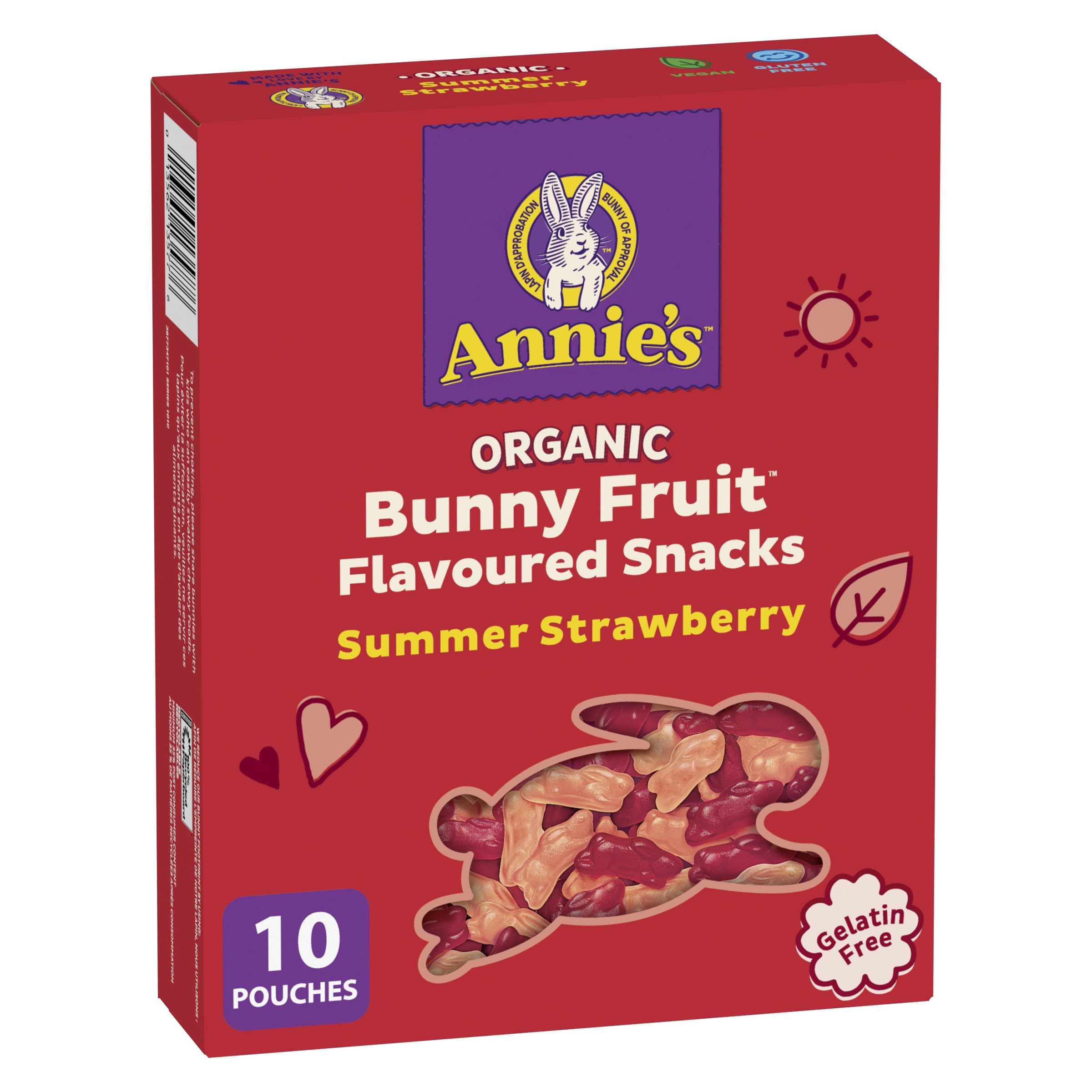Organic Strawberry Fruit Snacks - ANNIE'S Family Pack (10 Pouches) | No Artificial Colors, Gelatin Free, Gluten Free, Vegan | Perfect for Lunchboxes, After-School Snacks & On-the-Go Healthy Treats