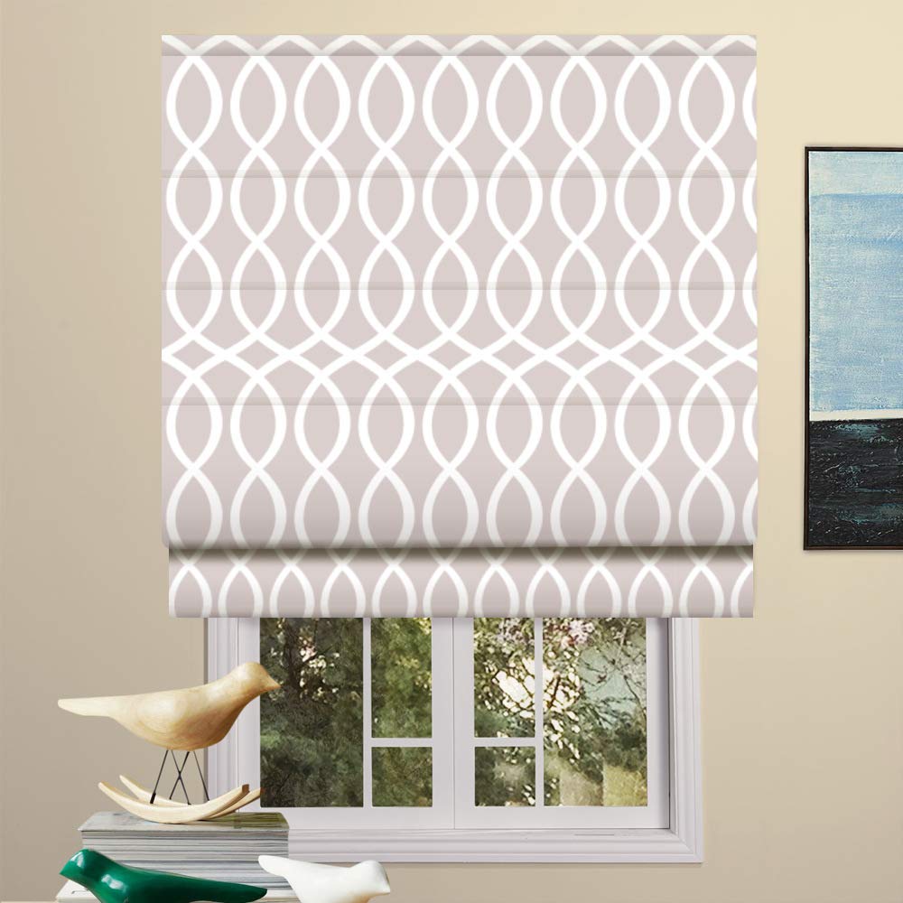 Custom Blackout Roman Shades - Fabric Lined Geometric Window Blinds for Doors, French Doors & Kitchen | Perfect for Bedrooms, Living Rooms & Home Offices