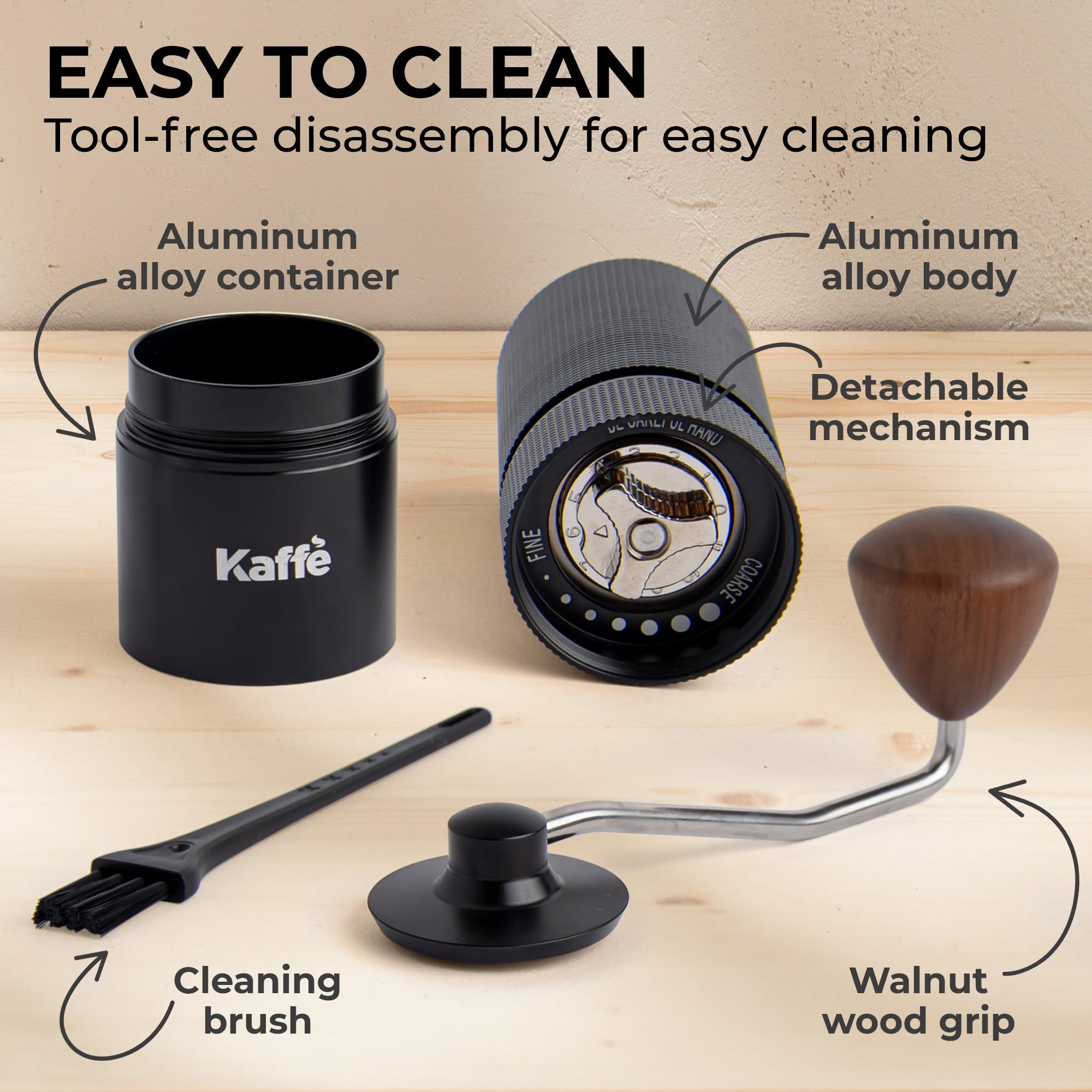 Premium Stainless Steel Manual Coffee Grinder - Adjustable Burr for Espresso, French Press & Cold Brew - Portable Hand Crank Mill for Camping, Travel & Home Use - Easy to Clean & Silent Operation