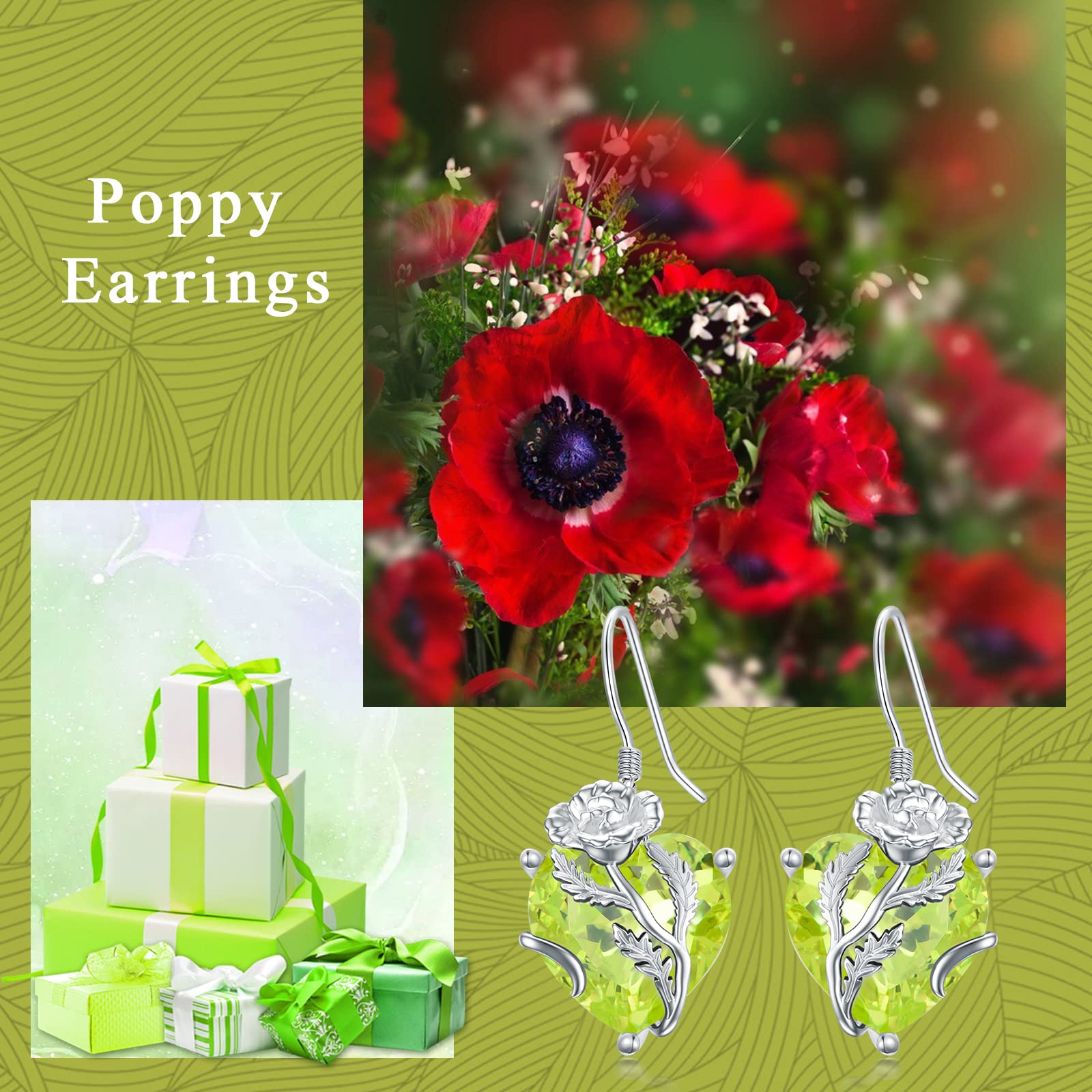 TOUPOP Sterling Silver Heart Earrings for Women - Birth Month Flower Drop Dangle Earrings with Crystal, Elegant Jewelry Gift for Women & Girls | Perfect for Birthday, Anniversary & Special Occasions