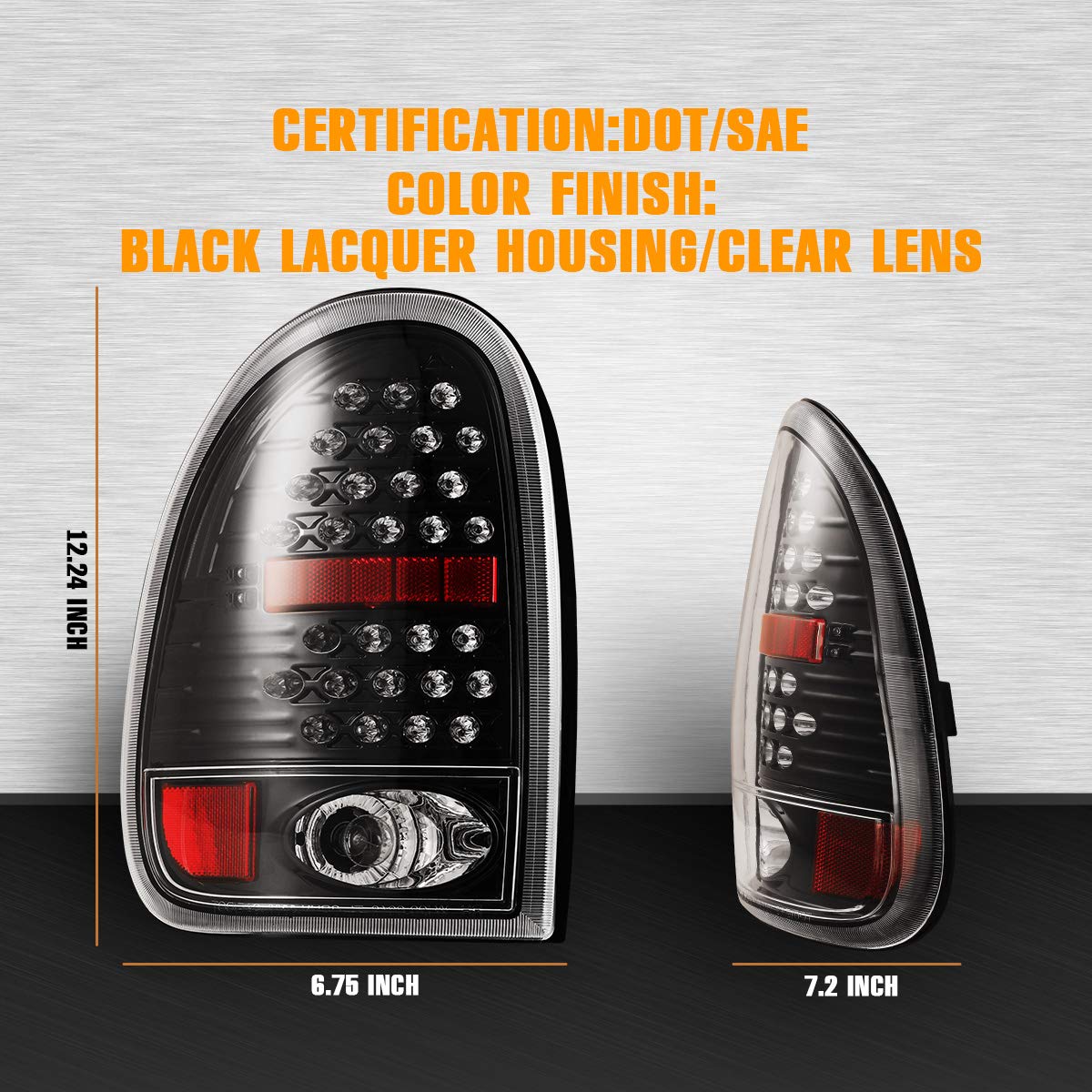 AUTOWIKI LED Tail Lights Replacement for 1998-2003 Dodge Durango, 1996-2000 Dodge Caravan/Chrysler Town & Country/Plymouth Voyager - Glossy Black & Clear Tail Lamp Assembly (2PCS) - Enhanced Visibility & Style for Night Driving & Custom Car Upgrades
