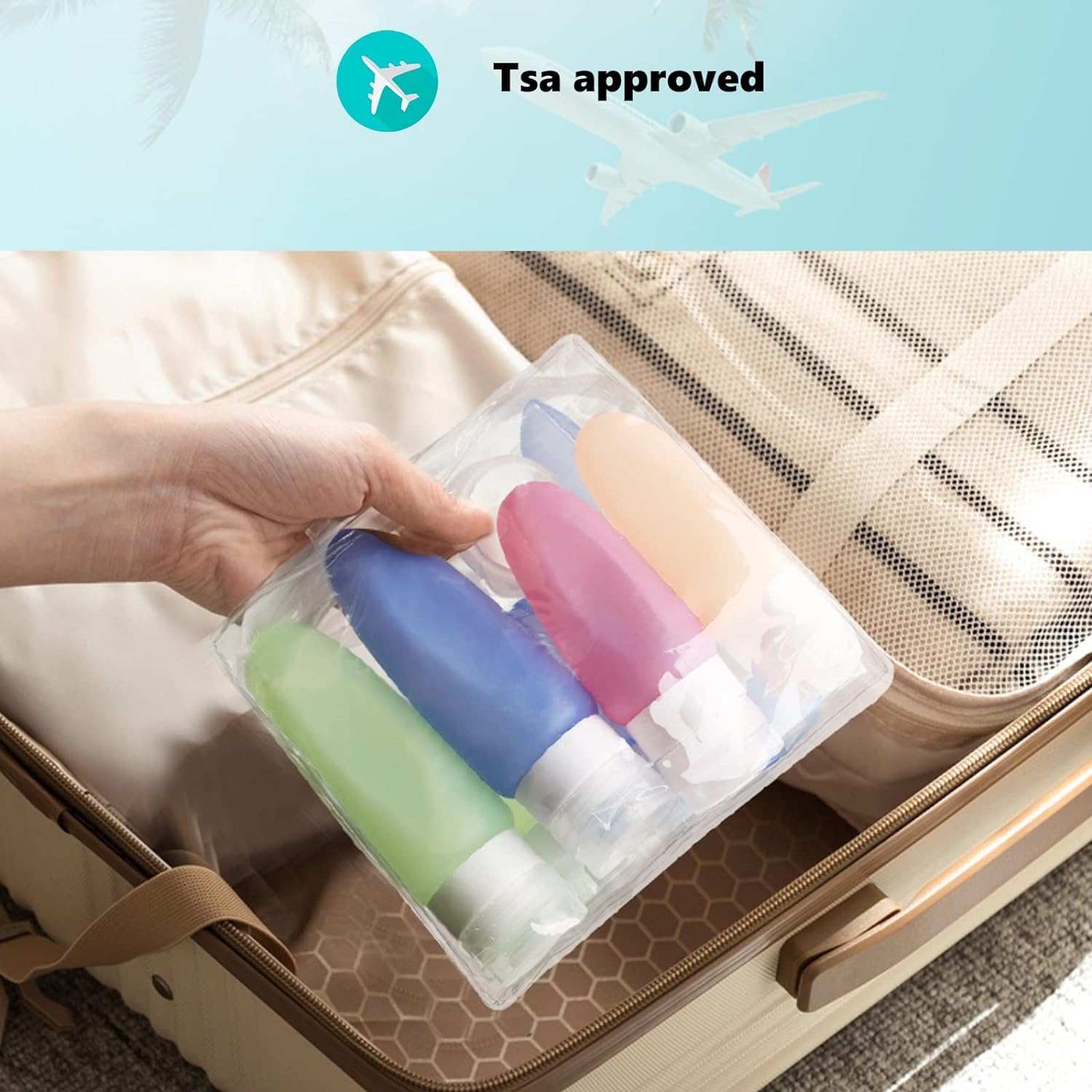 POLENTAT 17 Pcs TSA Approved Silicone Travel Bottles for Toiletries - Leak Proof Travel Size Containers for Shampoo, Lotion & Cosmetics - Perfect for Airplane Carry On, Gym & Vacation Essentials