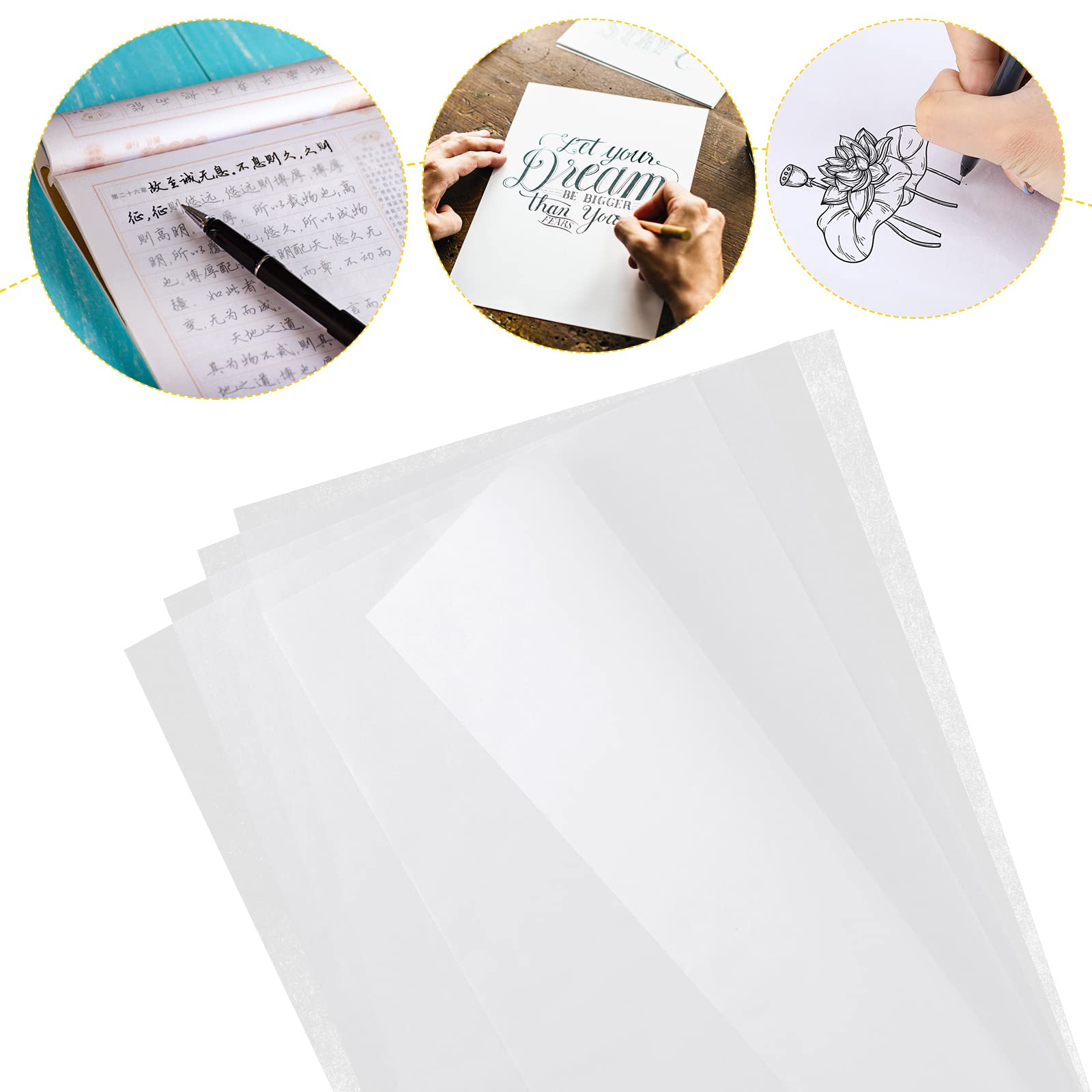 PROUSKY 100 Sheets A4 White Tracing Paper - Translucent Transfer & Carbon Paper for Drawing, Architecture, Design Sketching, Printing, Scrapbooking | Perfect for Artists, Architects, DIY Projects & Crafting
