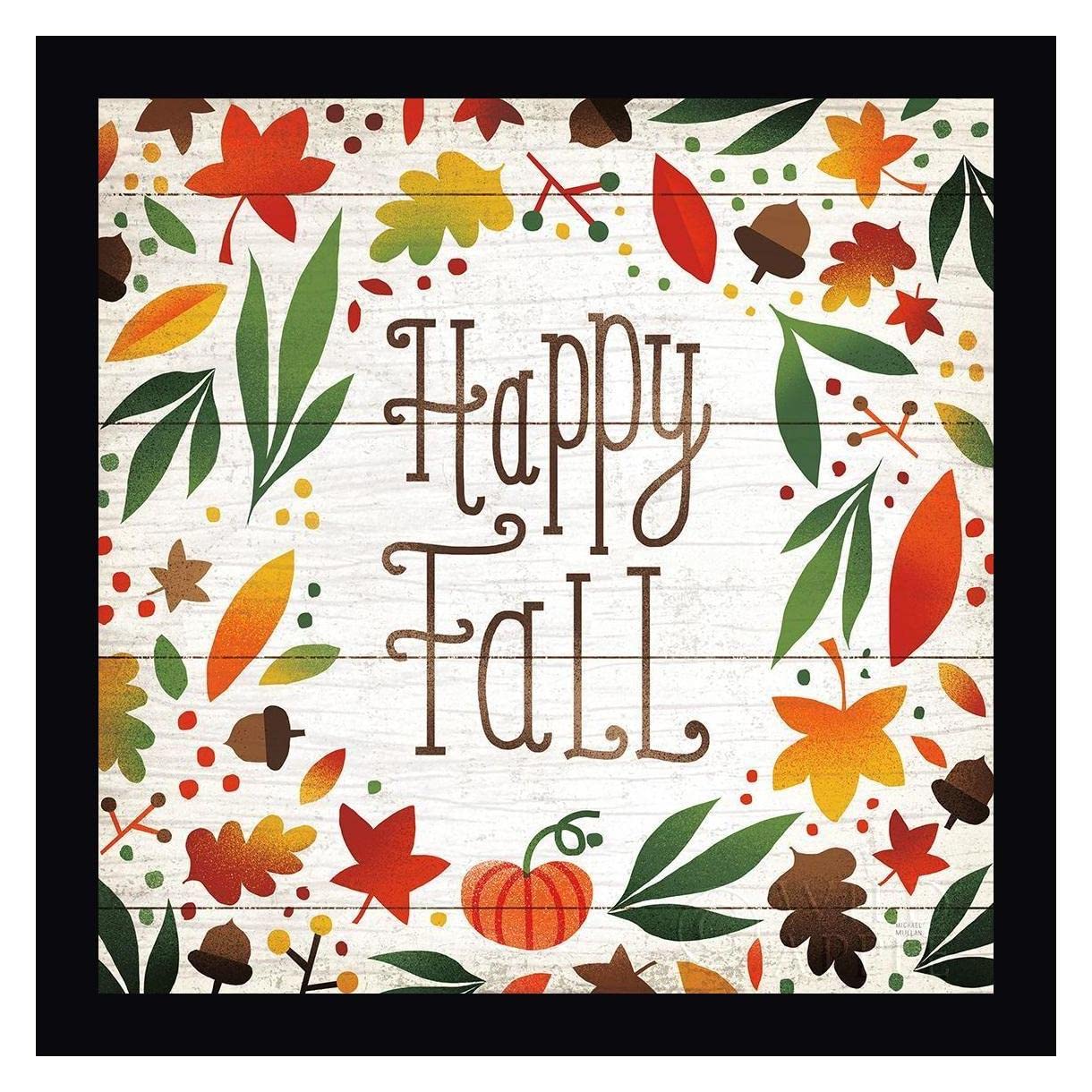 Happy Fall Harvest Time Framed Canvas Art Print - 24