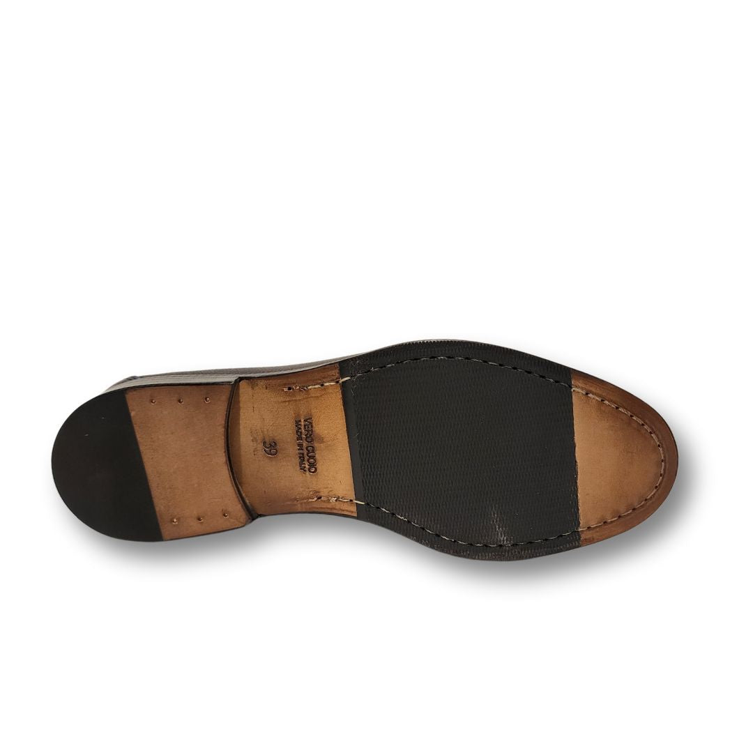 Lille Nero Italian Grain Leather Loafers for Men - Handmade Genuine Leather Slip-On Shoes for Business Casual & Office Wear