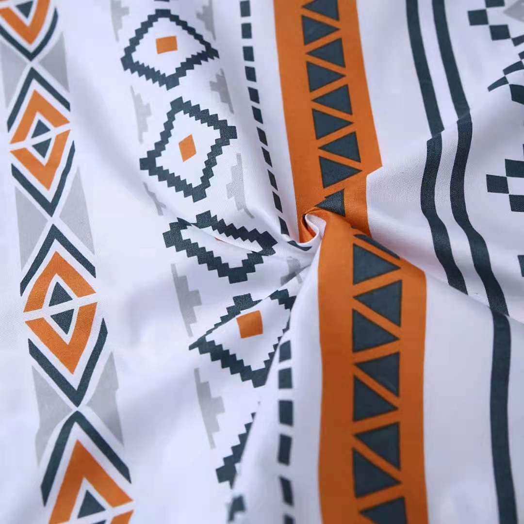 Boho Queen Bed Sheet Set - 3 Piece Orange Boho Bedding with 1 Fitted Sheet & 2 Pillowcases, 14