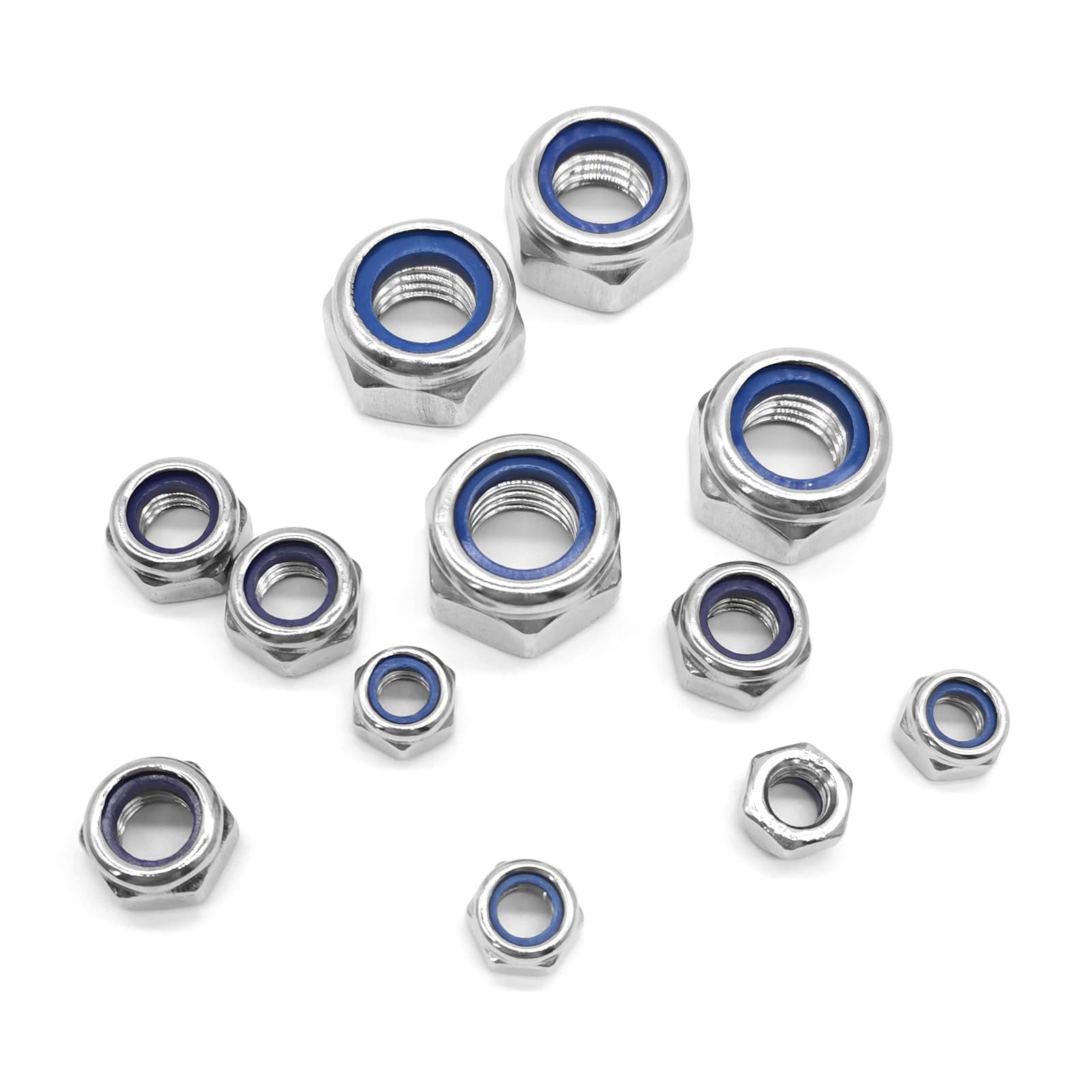 20pcs M6 Nylon Lock Nuts - 304 Stainless Steel Hex Nyloc Nuts for Bolts & Fasteners - DIY & Automotive Use