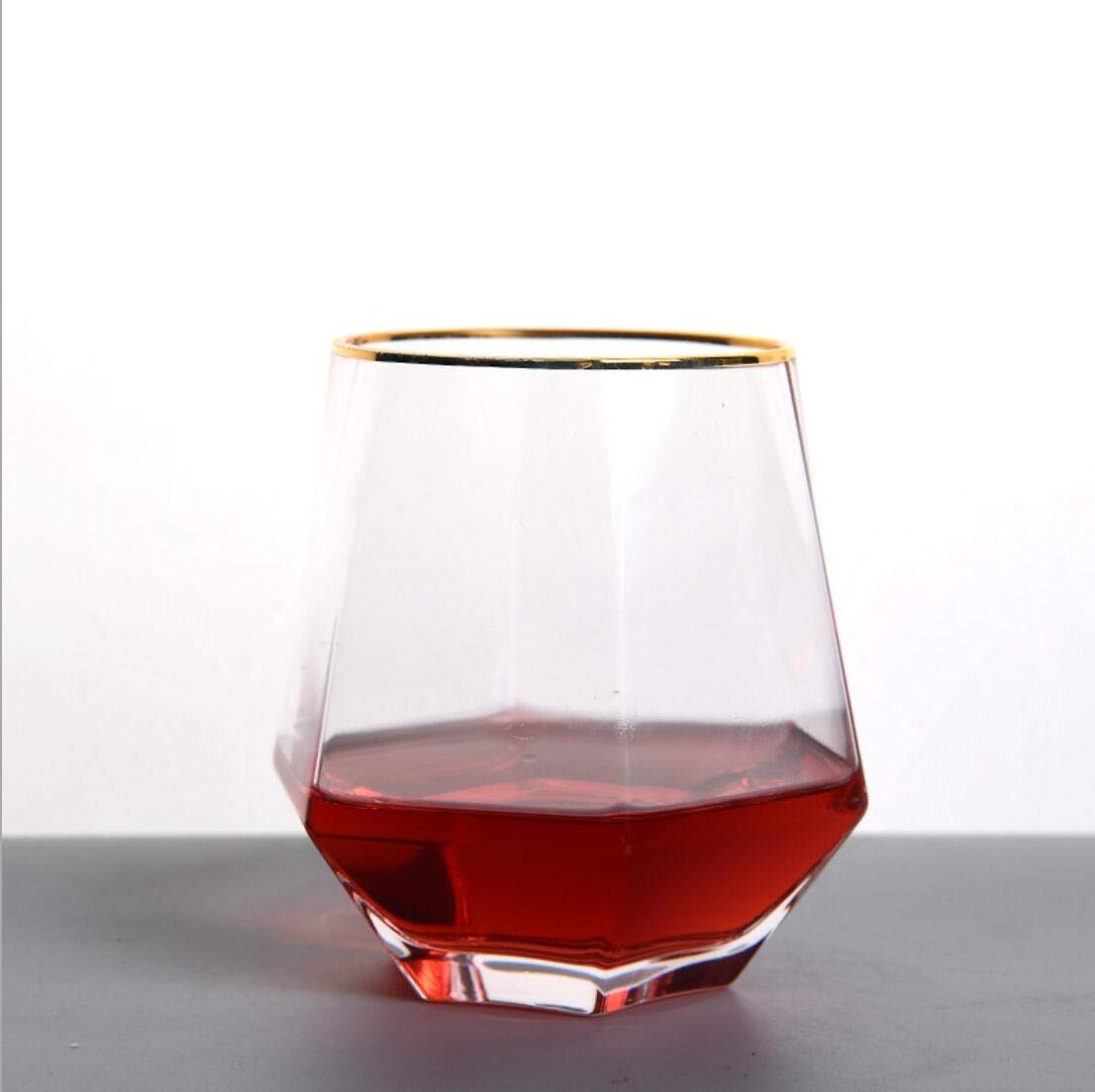 Hexagonal Crystal Glass Whiskey & Wine Glasses - Set of 4 Stemless Tumblers for Home, Bar, Camping & Outdoor Entertaining