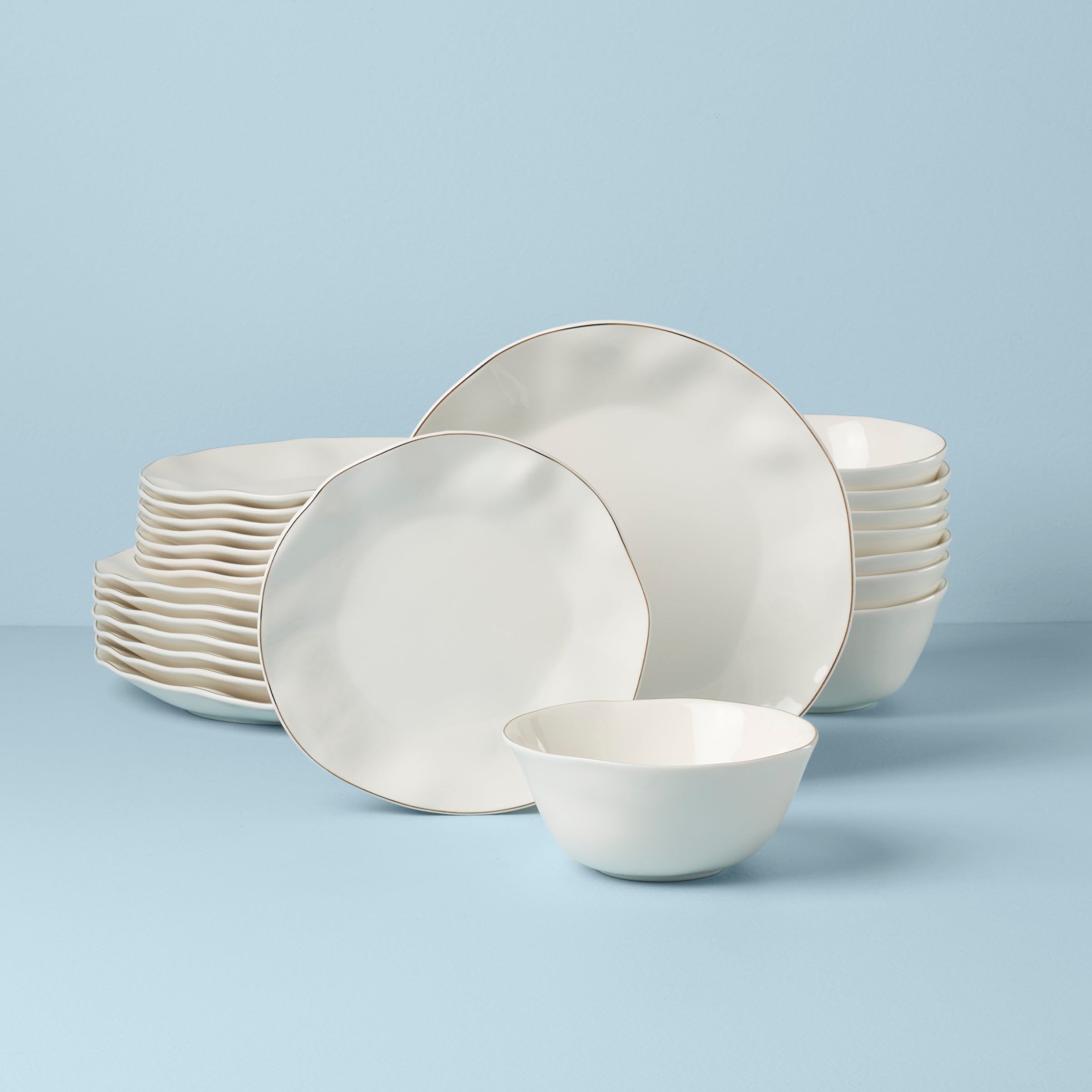 Blue Bay White 24-Piece Dinnerware Set - Porcelain Dinner Plates, Bowls & Mugs - Elegant Tableware for Everyday Dining, Dinner Parties & Restaurant Use