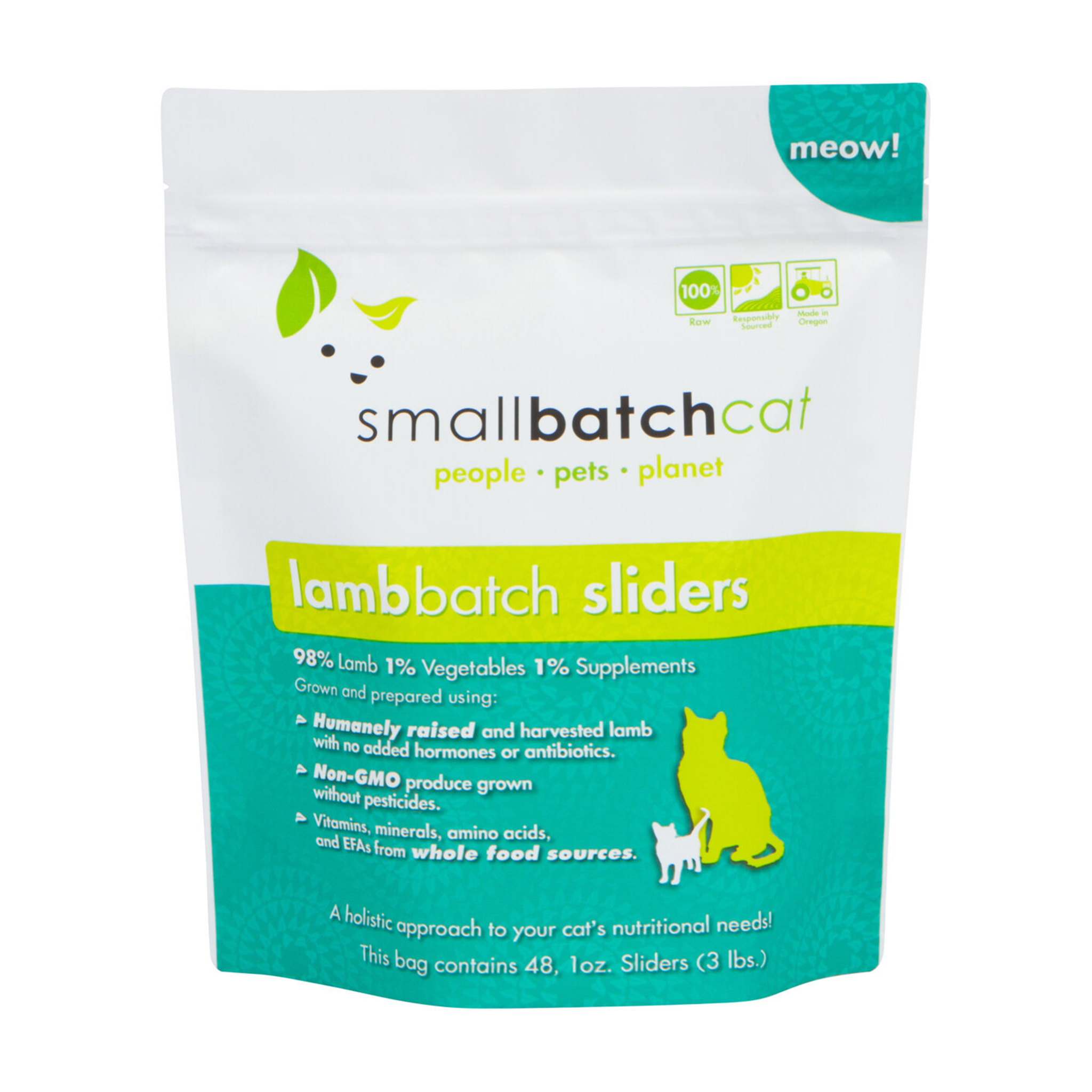 Premium Small-Batch Raw Frozen Cat Food - Lamb Recipe | Grain-Free, High-Protein Diet for Cats | Perfect for Indoor & Outdoor Felines