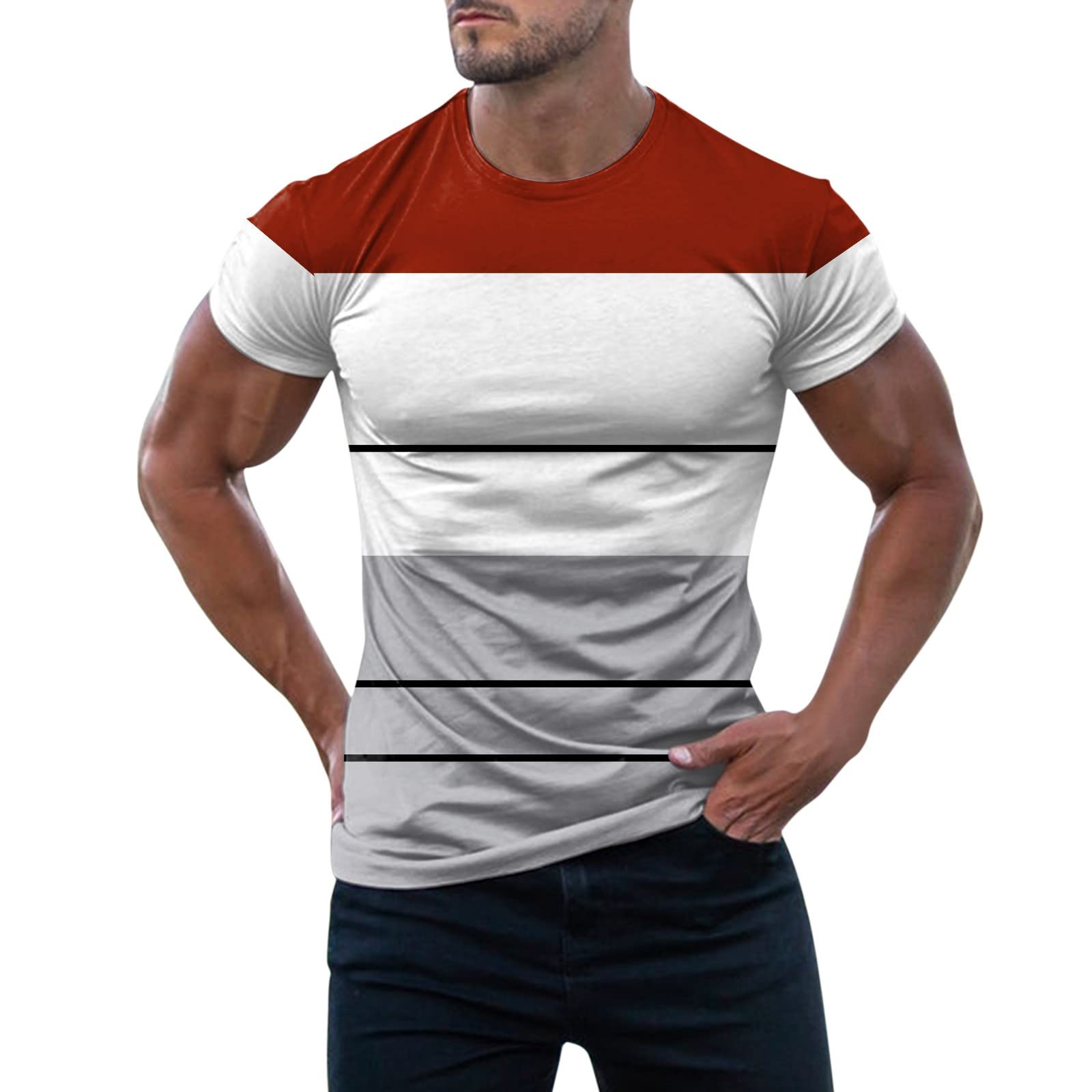 Xiloccer Men's Short Sleeve T-Shirt - Breathable Crew Neck Muscle Fit Workout Shirt for Athletic & Gym Training - Casual Summer Fashion Tee for Running, Sports and Everyday Wear
