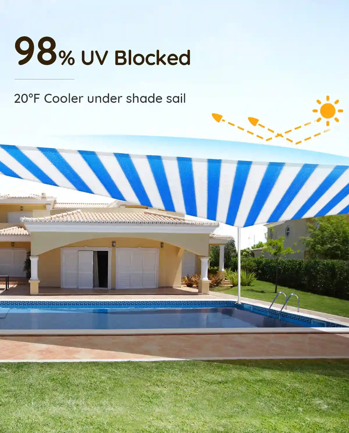 24' x 24' Square Shade Sail - UV Protection Outdoor Canopy for Patio, Garden, and Pool Area - Perfect for Sun Shade and Relaxation in Backyard