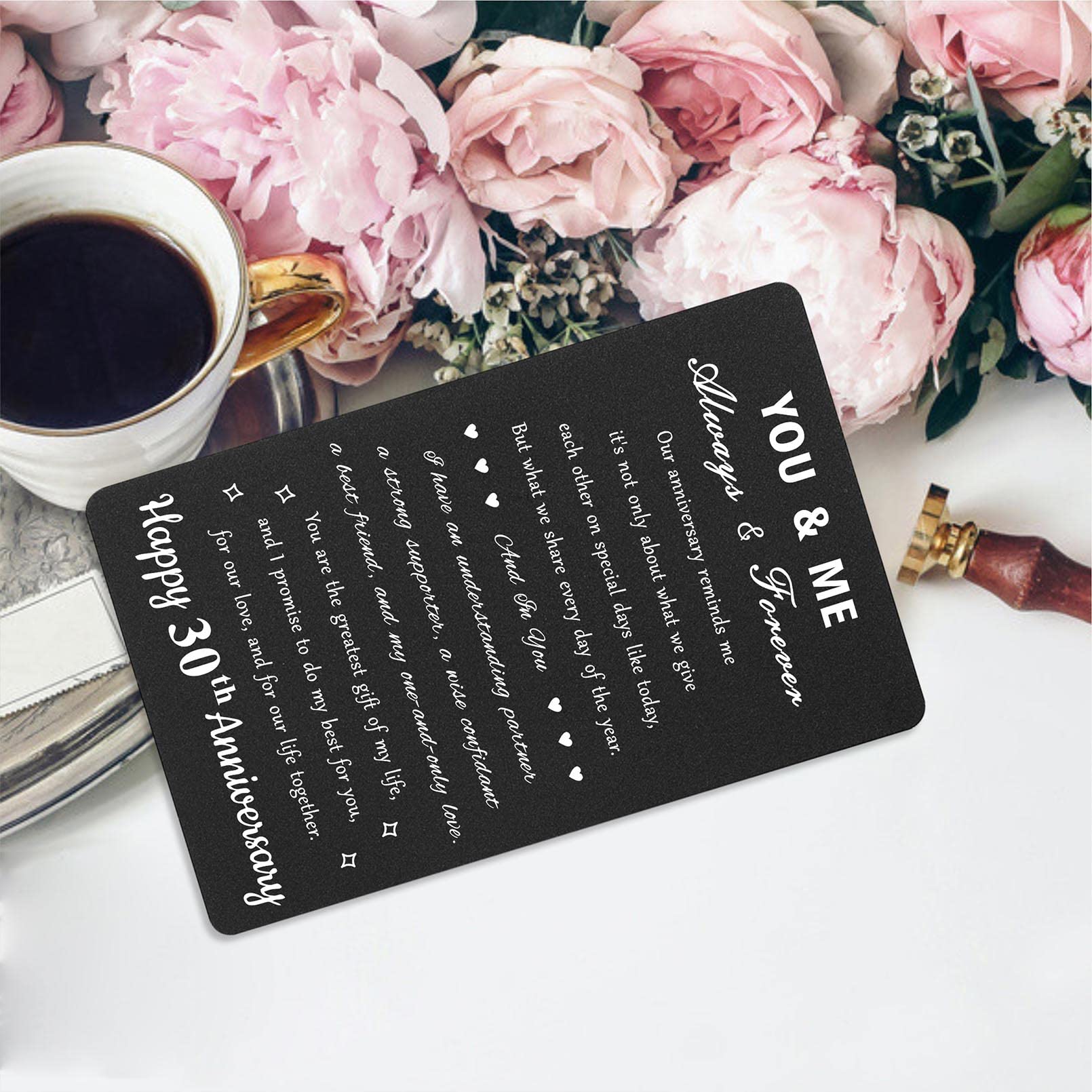 30th Anniversary Card for Men & Couples - Personalized Engraved Wallet Card Gift for 30 Year Wedding Anniversary - Perfect for Spouse, Husband, or Partner Celebration