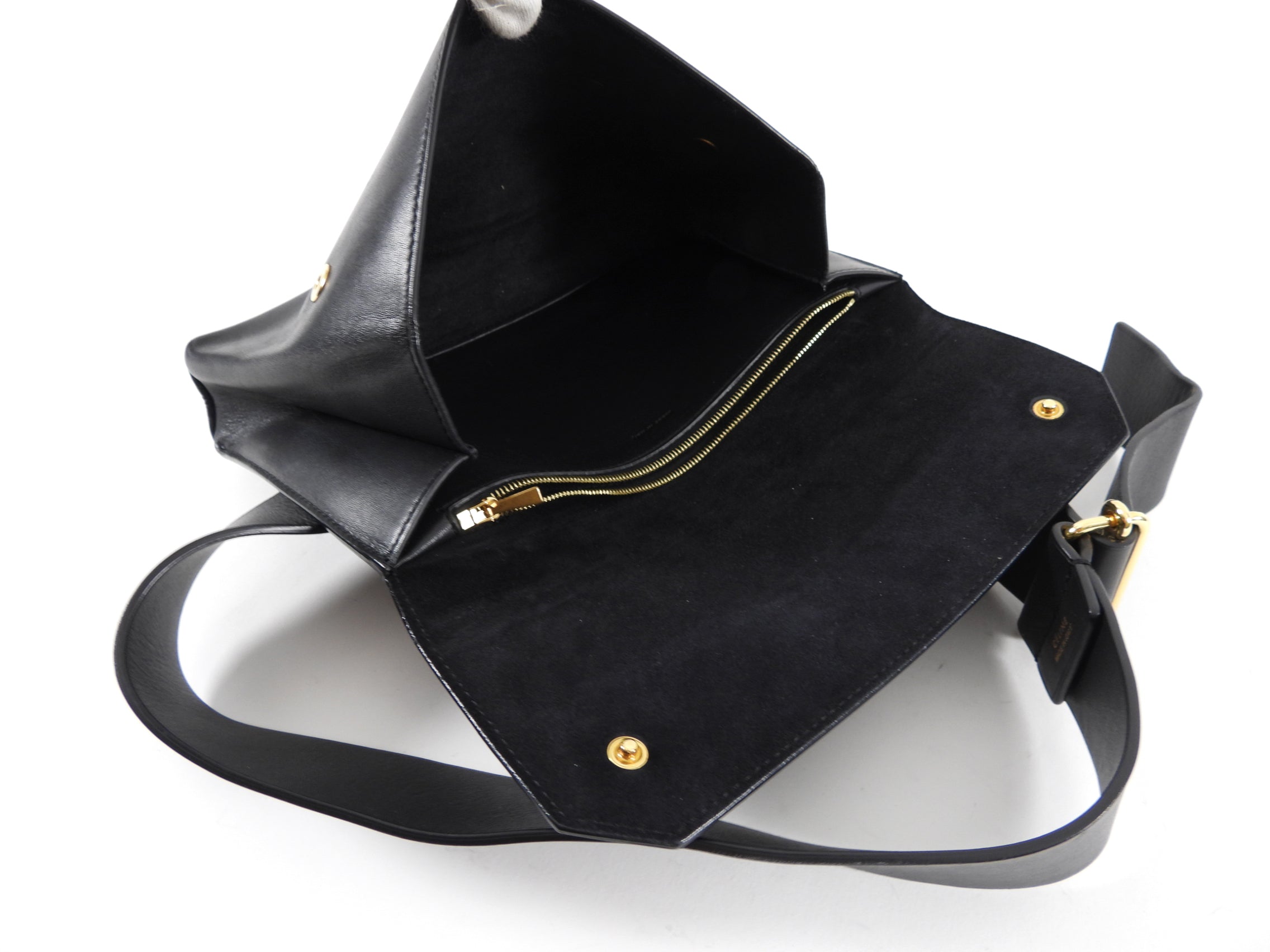 Celine Black Leather Waist Fanny Pack - Stylish Hands-Free Crossbody Bag for Travel, Shopping & Outdoor Activities