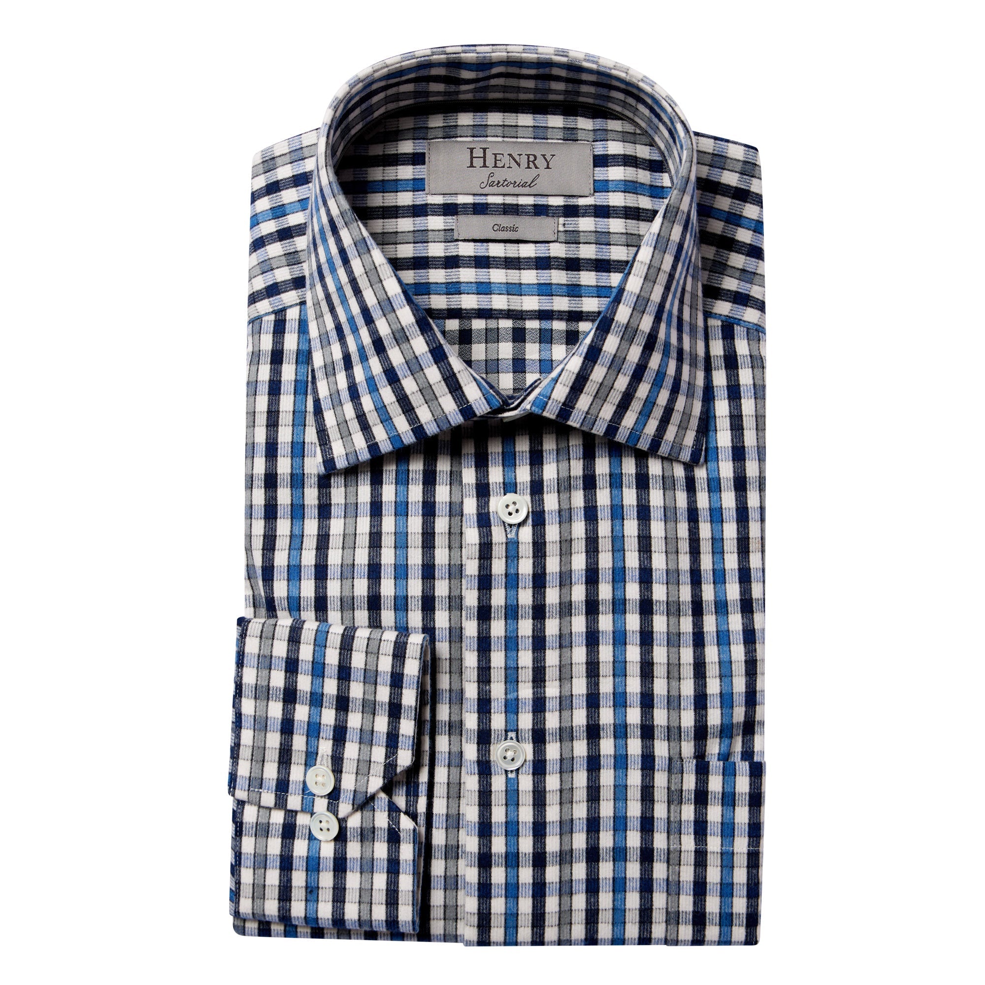 HENRY SARTORIAL Men's Casual Checkered Button-Down Shirt in Blue Multi Color - Perfect for Office, Date Night & Weekend Outings