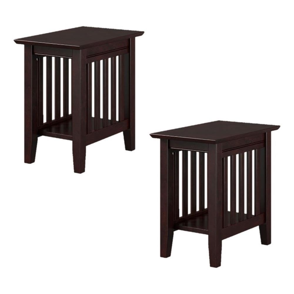 AFI Mission Solid Hardwood Side Table Set of 2 - 14 Inch Dark Espresso Finish - Perfect for Living Room, Bedroom, or Office Accent Furniture