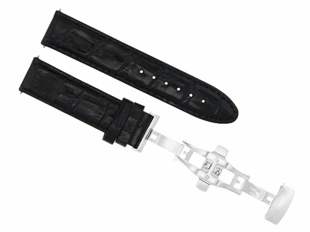 24mm Genuine Leather Watch Band Strap with Clasp - Compatible with Panerai Luminor Marina 312 - Black Replacement Watch Strap for Men | Perfect for Business, Casual & Outdoor Activities