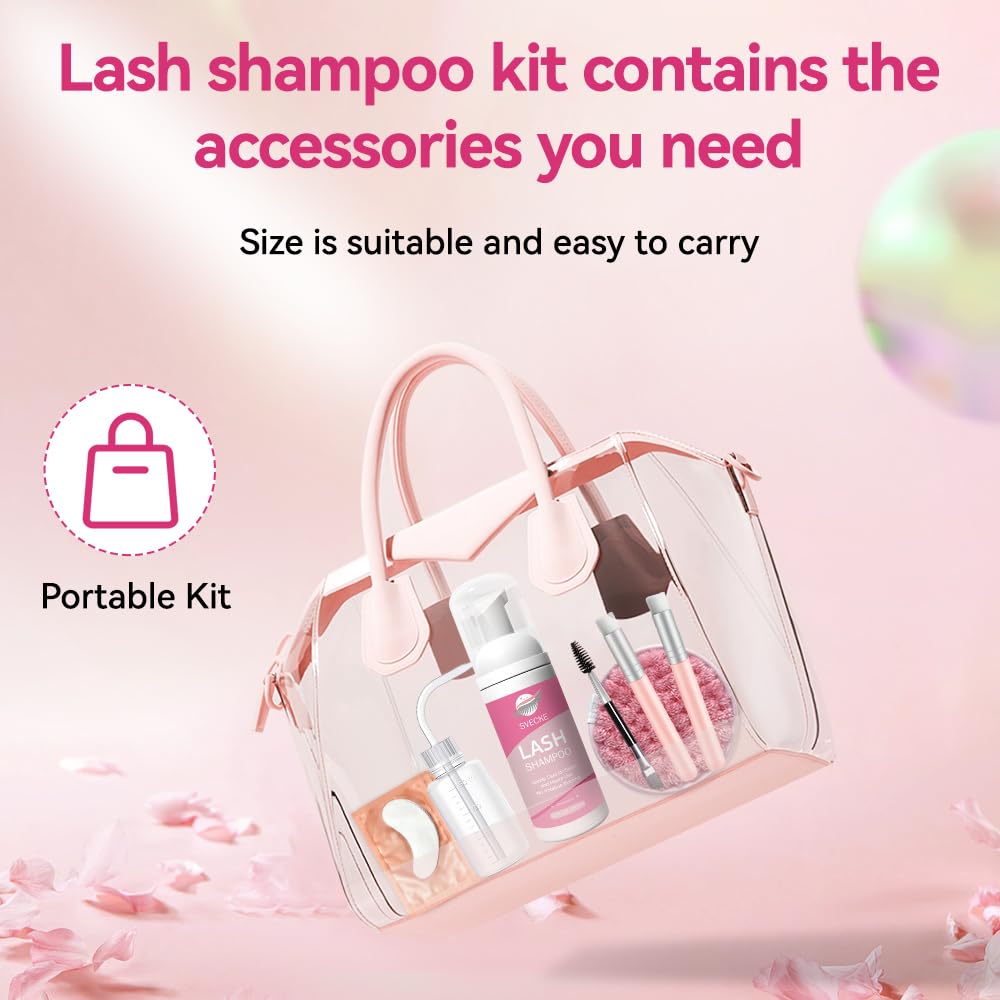 Lash Shampoo Kit with Brush - 60ml Eyelash Cleanser for Extensions | Salon & Home Care