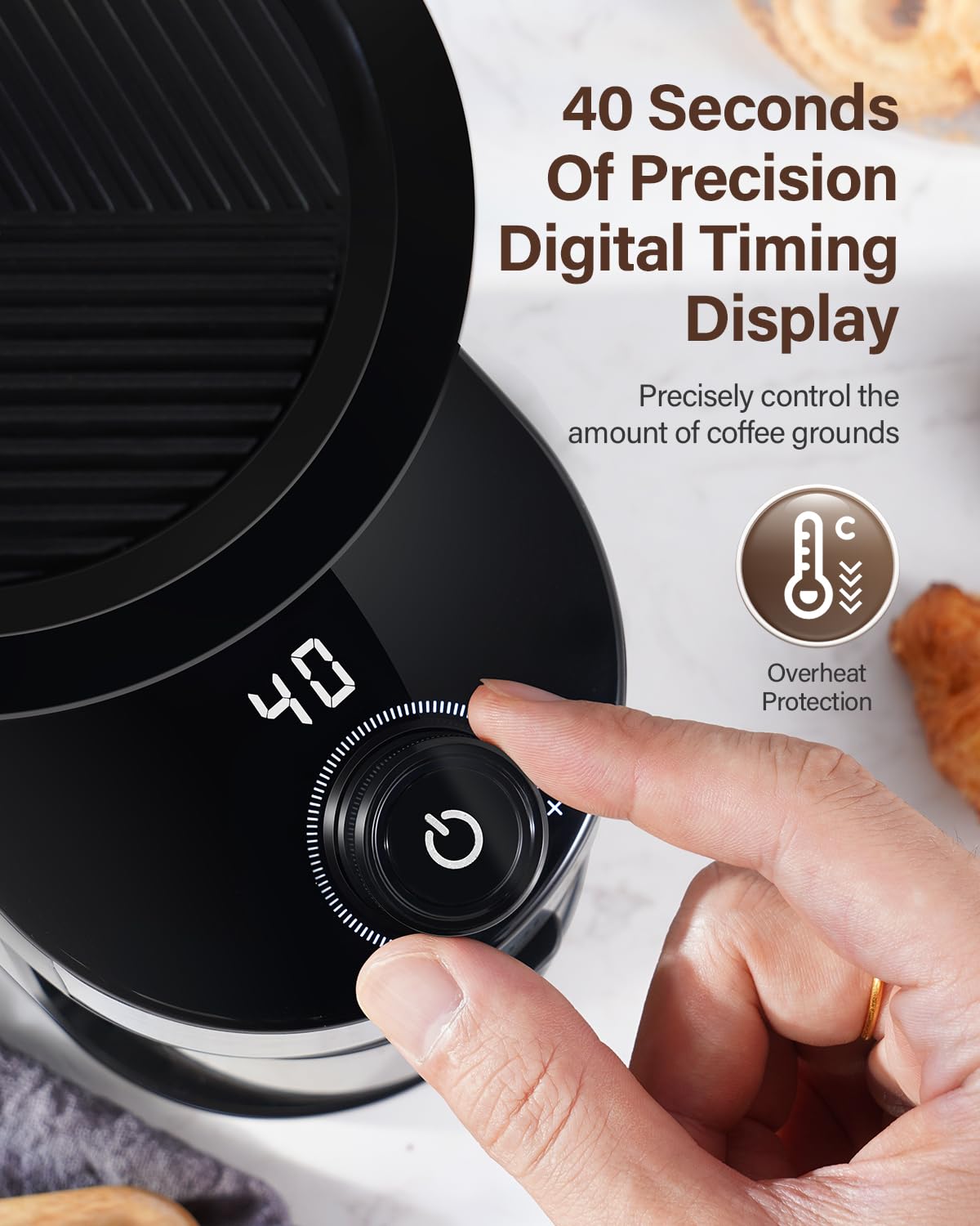SHARDOR Electric Coffee Grinder with 32 Precise Grind Settings & 40-Second Adjustable Timer - Stainless Steel Burr Mill for Espresso, French Press, and Drip Coffee - Easy Clean with Chamber Button - Perfect for Home Baristas & Coffee Enthusiasts